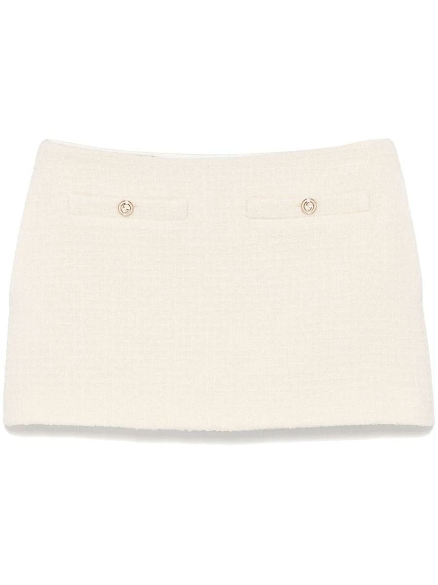 Gucci o1la5ras0526 Damier Boucle Tweed Mini Skirt in Ivory Size 32" / US 10 / IT 46 - 1 Thumbnail