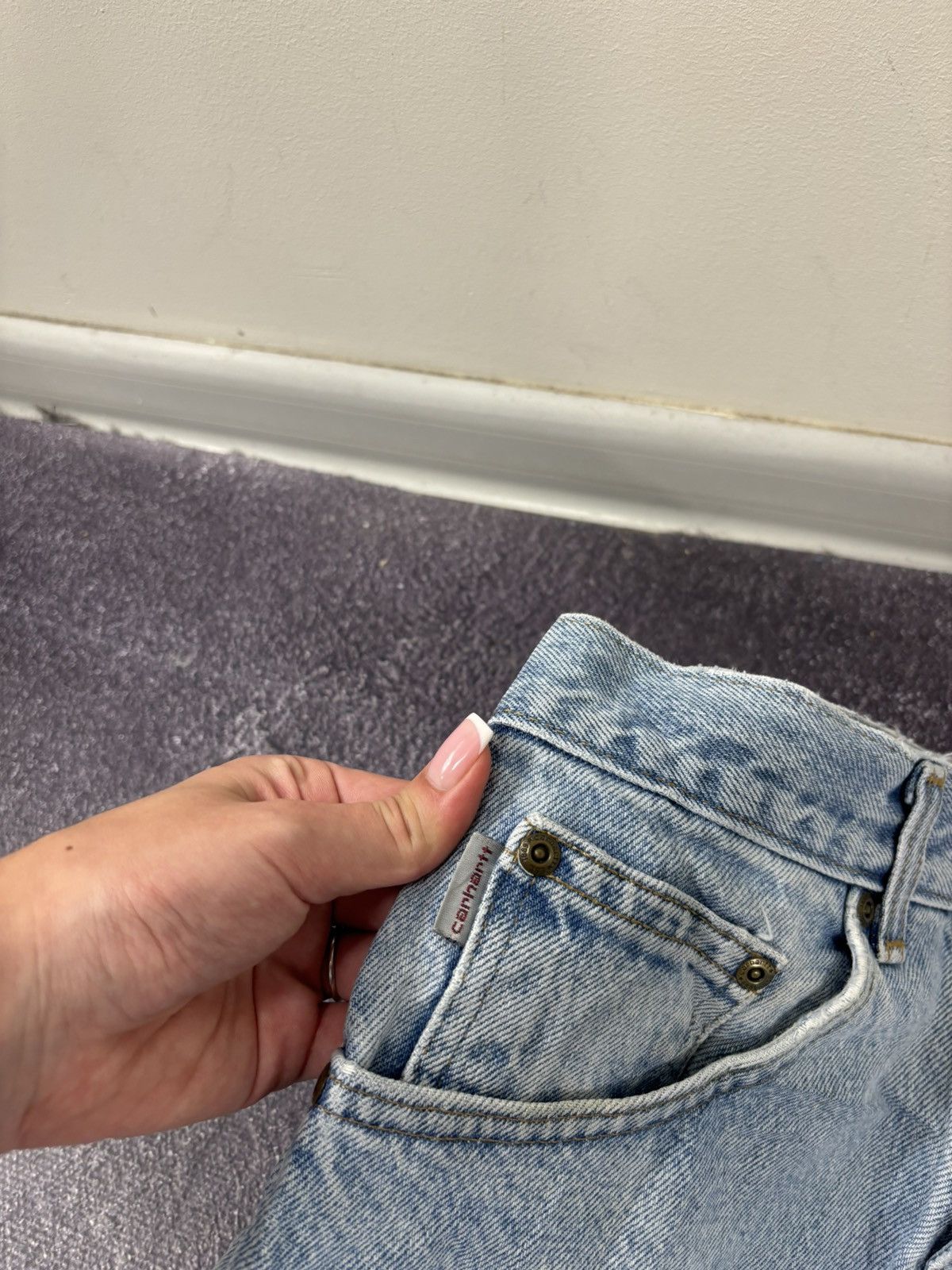 Carhartt Vintage Carhartt Y2K Light Blue Work Hype Heavy Denim Jeans Size US 32 / EU 48 - 15 Thumbnail
