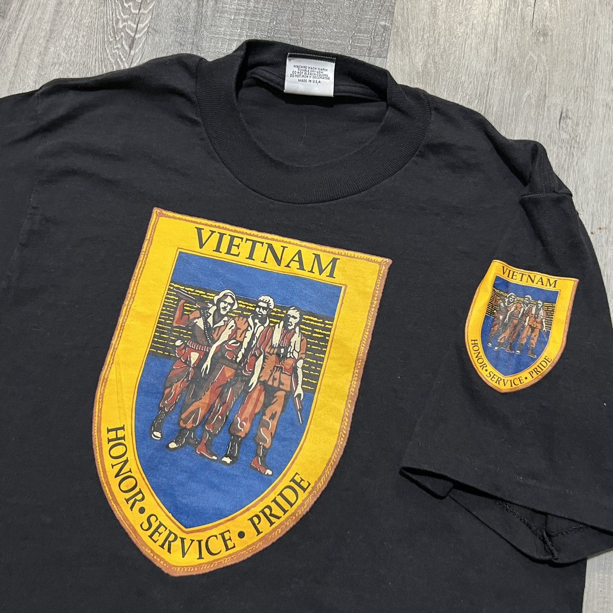 Vintage VTG Vietnam Veteran Black 90s Honor Pride Military Shirt Size US L / EU 52-54 / 3 - 2 Thumbnail