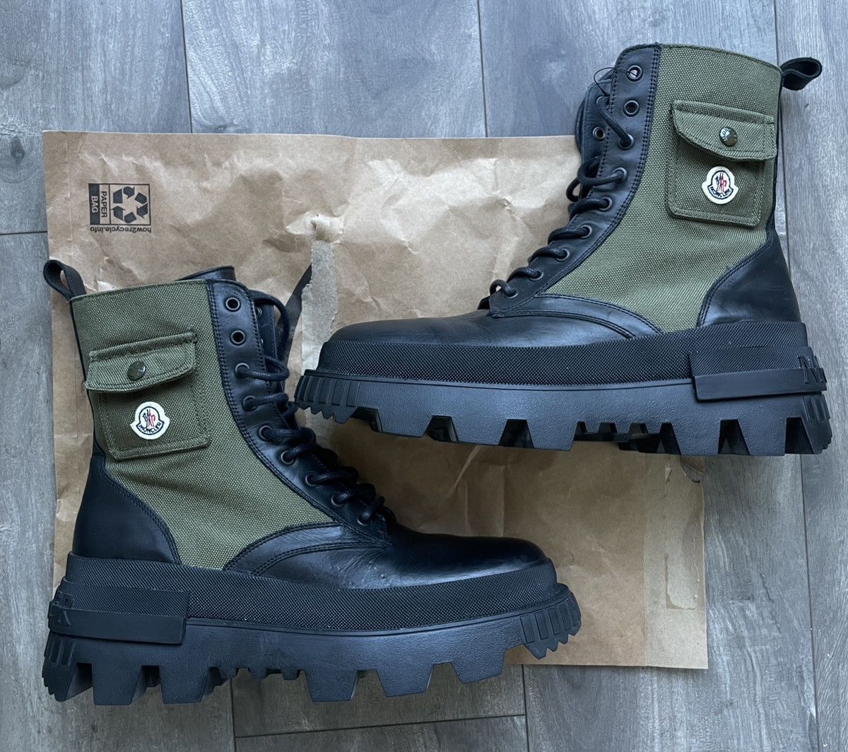 Designer × Moncler Moncler 10US Konture Leather Cordura Combat Ankle Boots Size US 10 / EU 43 - 1 Thumbnail