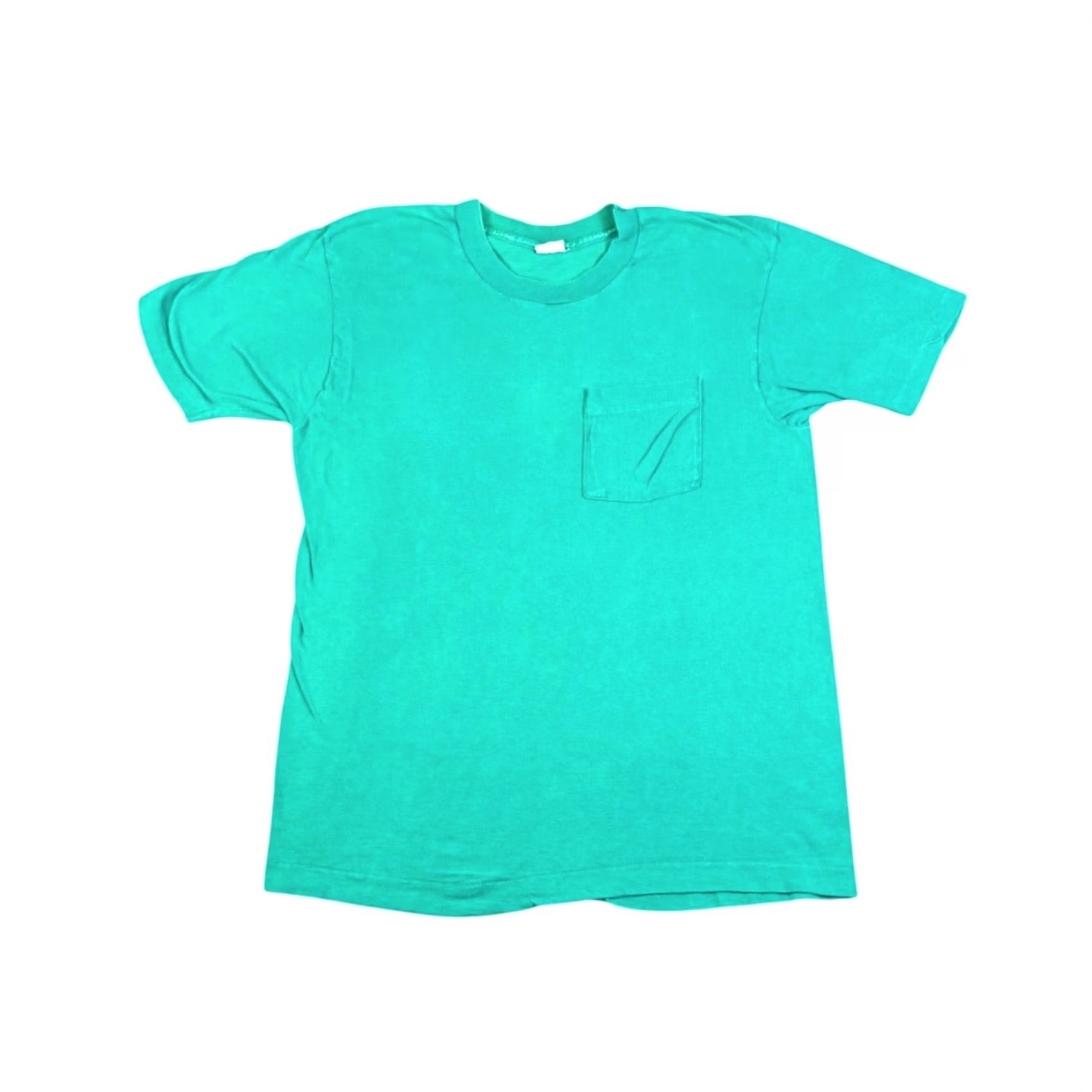 Fruit Of The Loom VINTAGE Fruit of the Loom T-Shirt Teal Green Pocket Tee Mens L 1990s Grunge Short Sleeve Size US L / EU 52-54 / 3 - 2 Thumbnail