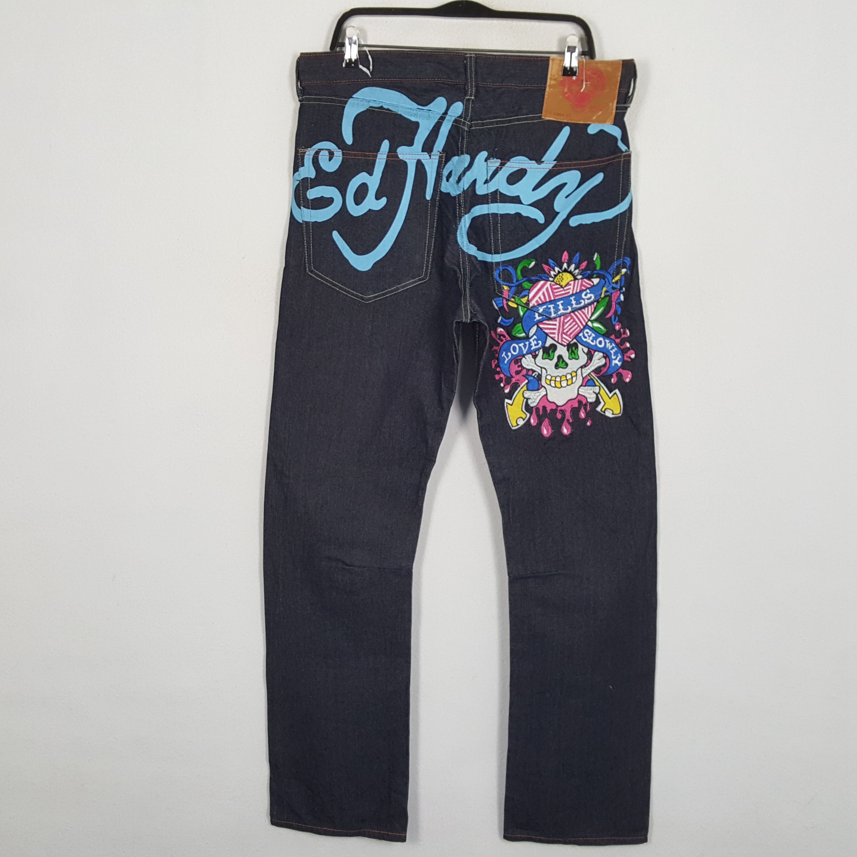 Christian Audigier × Ed Hardy × Vintage ED HARDY Skulls Design Rare Style Streetwear Skater Jeans Size US 36 / EU 52 - 1 Thumbnail