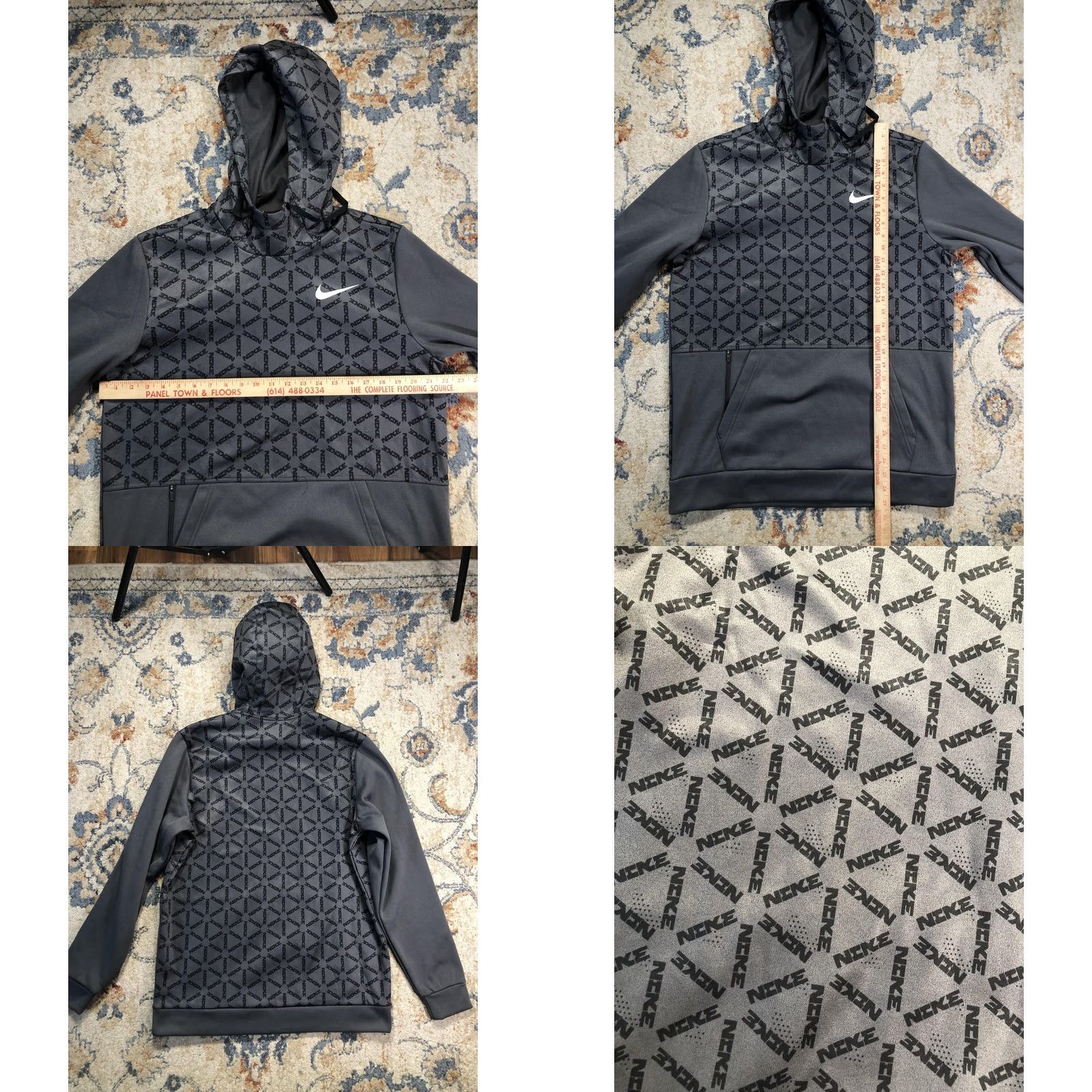 Nike Nike Therma-FIT Hoodie Sweatshirt Mens M Gray Allover Nike Logo Fleece Size US M / EU 48-50 / 2 - 8 Thumbnail
