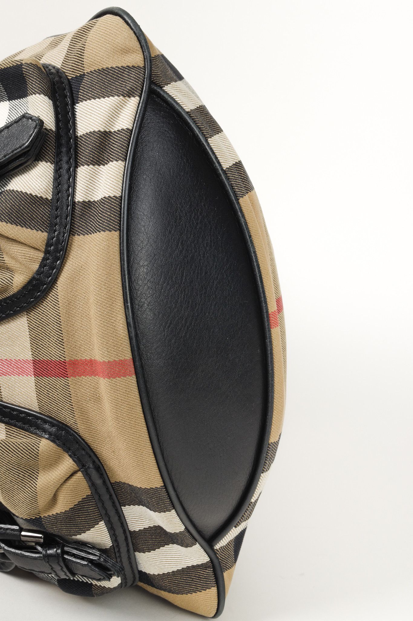 Burberry Burberry Bromley House Check Canvas Leather-Trim Handbag Size ONE SIZE - 5 Thumbnail