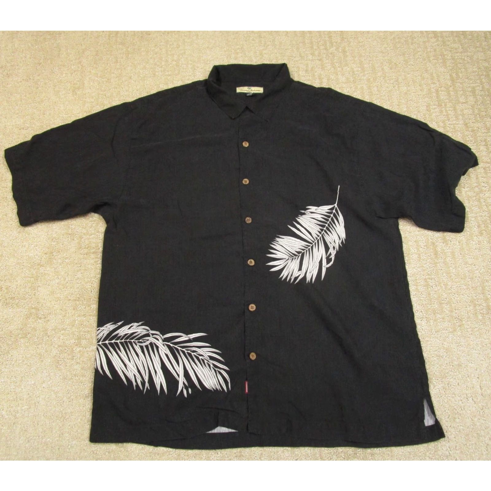 Tommy Bahama VINTAGE Tommy Bahama Shirt Men XL Black Silk Palm Leaves Loop Collar Button Up Hawaiian Size US XL / EU 56 / 4 - 2 Thumbnail
