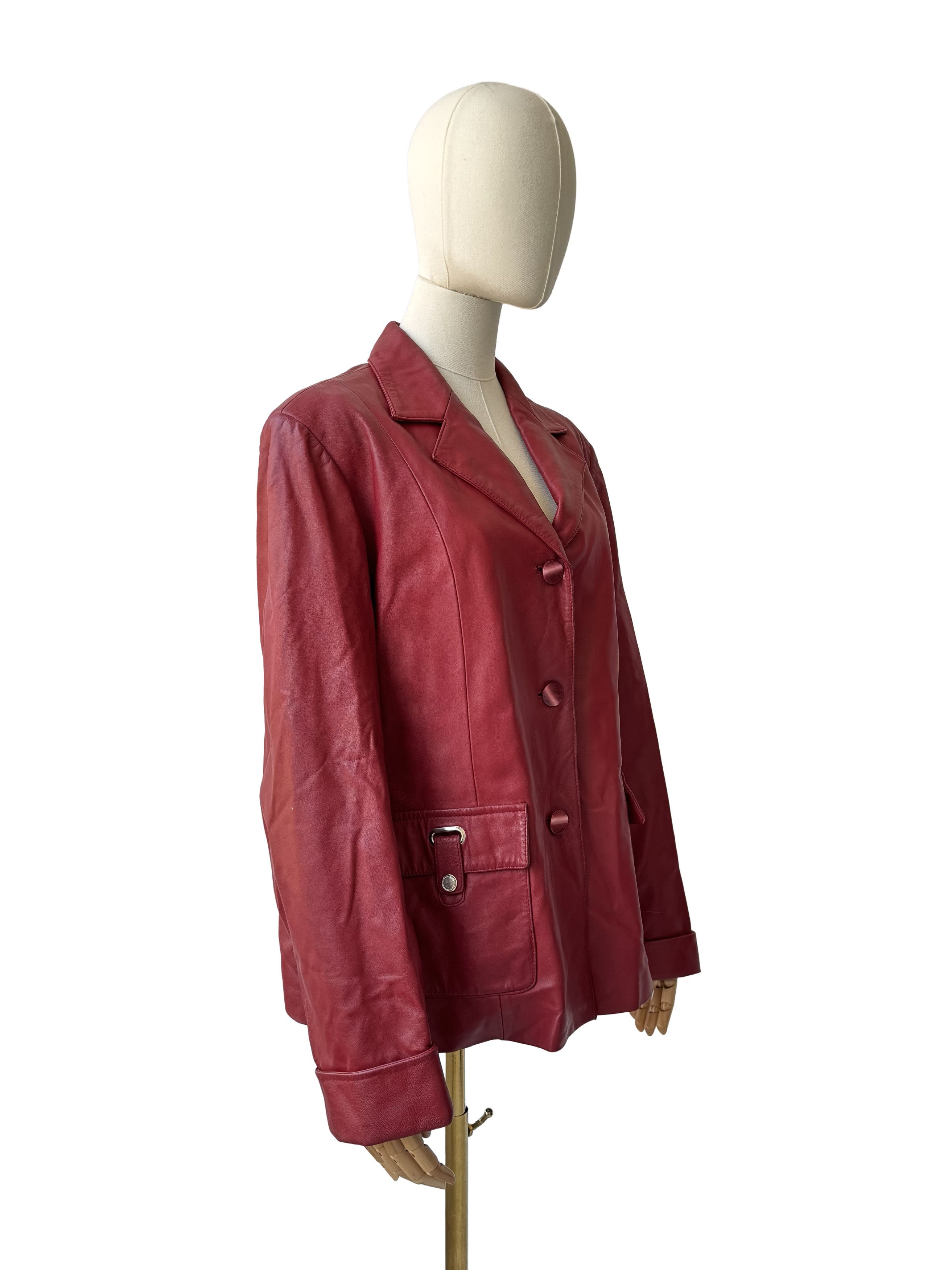 Vintage Vintage Y2K Leather Jacket Tailored Button Front Pocket Size L / US 10 / IT 46 - 2 Thumbnail
