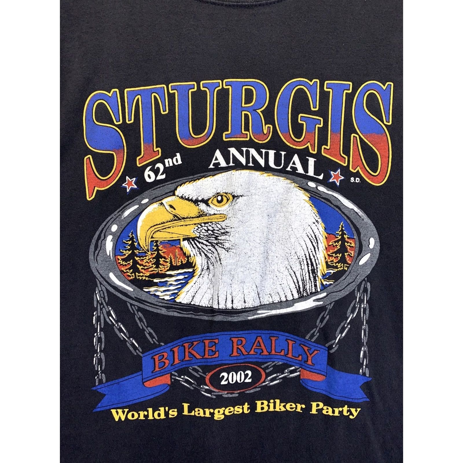 Hanes VINTAGE 2002 Sturgis Bike Rally 62nd Annual Mens Graphic Shirt 2XL Hanes Graphic Tee Black Short Sleeve Size US XXL / EU 58 / 5 - 2 Thumbnail