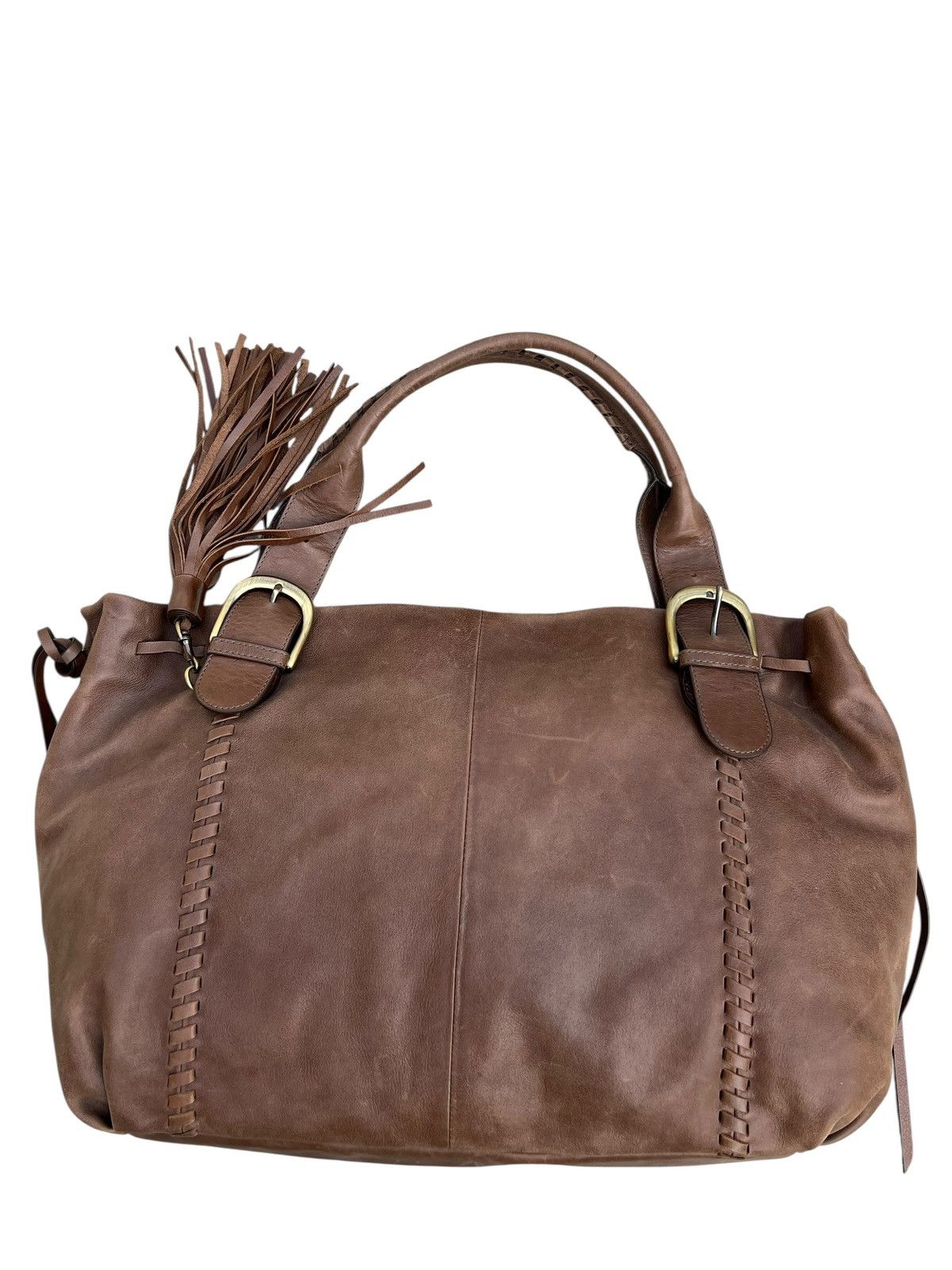 Leather Vintage Sazaby Japan Scratches Patina Leather Shoulder Bag Size ONE SIZE - 10 Thumbnail