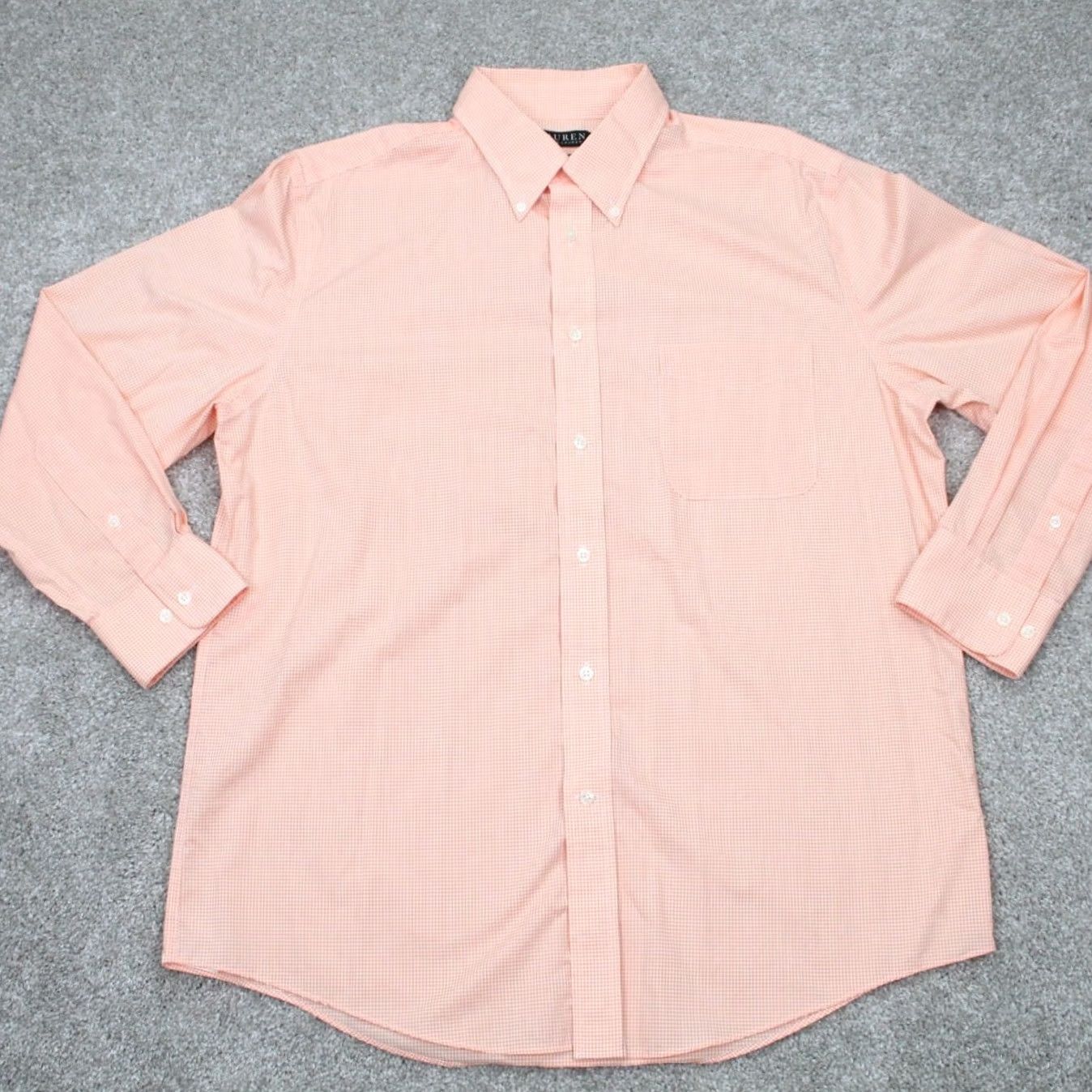 Ralph Lauren LAUREN Ralph Lauren Shirt Mens Large Orange/White Stretch Fabric Regular Fit L/S (Button-Up) Size US L / EU 52-54 / 3 - 2 Thumbnail