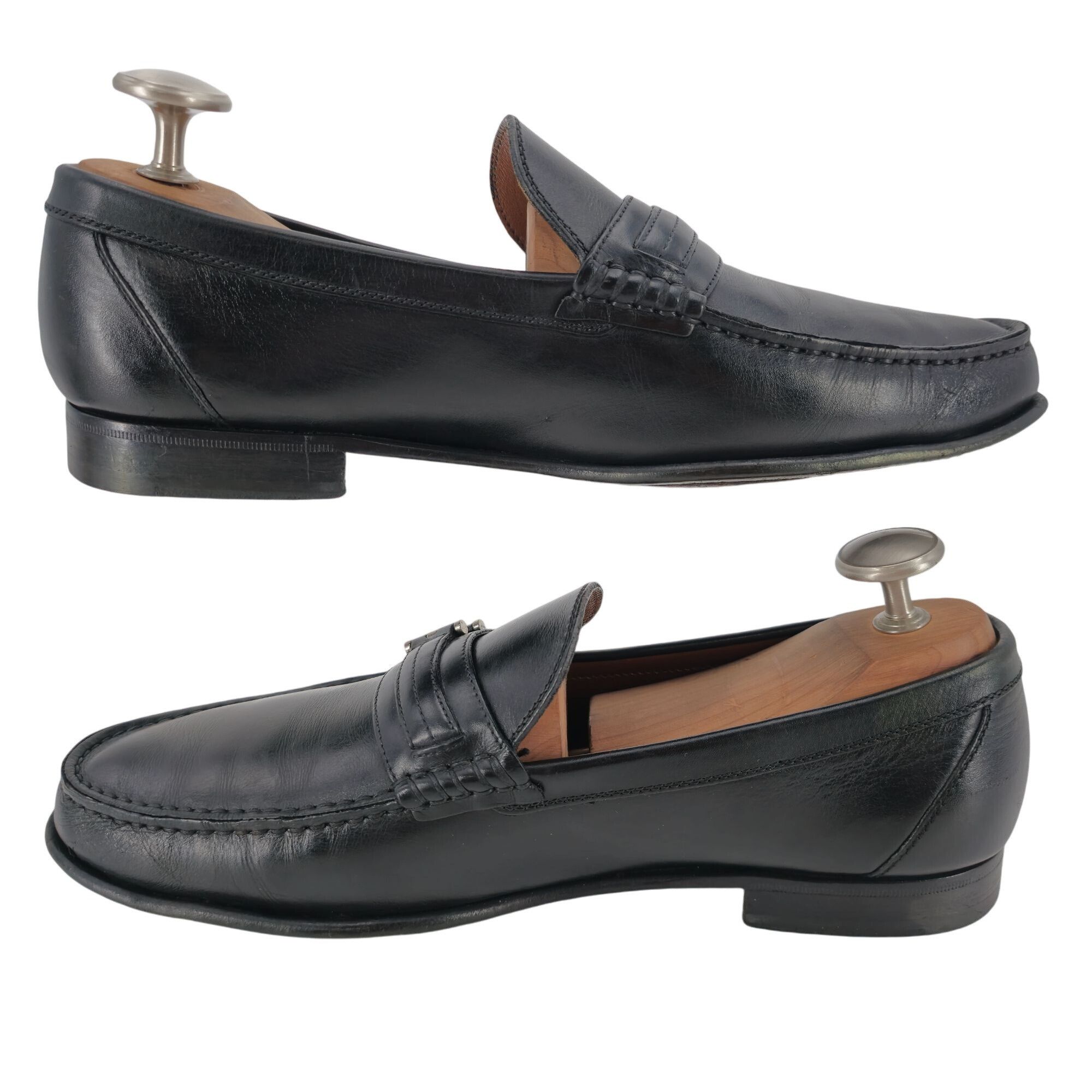 Testoni A. Testoni Mens Black Leather Bit Loafers Size 8.5 Italian Size US 8.5 / EU 41-42 - 11 Thumbnail