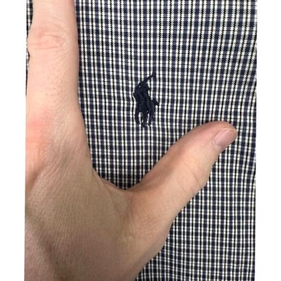 Ralph Lauren VINTAGE Ralph Lauren Shirt Mens 17 34-35 Yarmouth Blue Plaid Pinpoint Oxford Dress Pony Size 46R - 7 Thumbnail