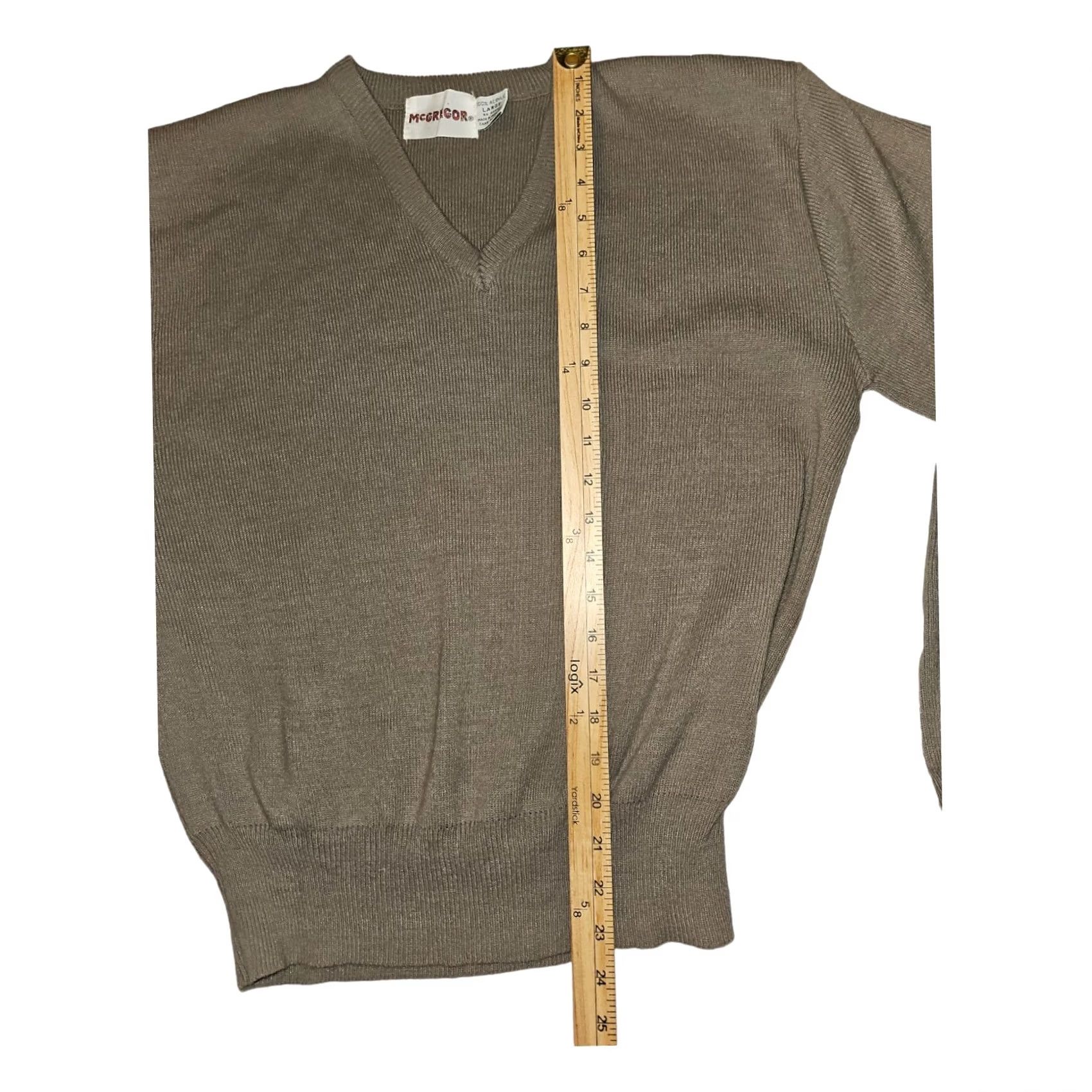 McGregor VINTAGE McGregor Sweater Men's L V-Neck Pullover 100% Acrylic Brown Ribbed Knit Regular Size Boy? Wait. Size US L / EU 52-54 / 3 - 4 Thumbnail