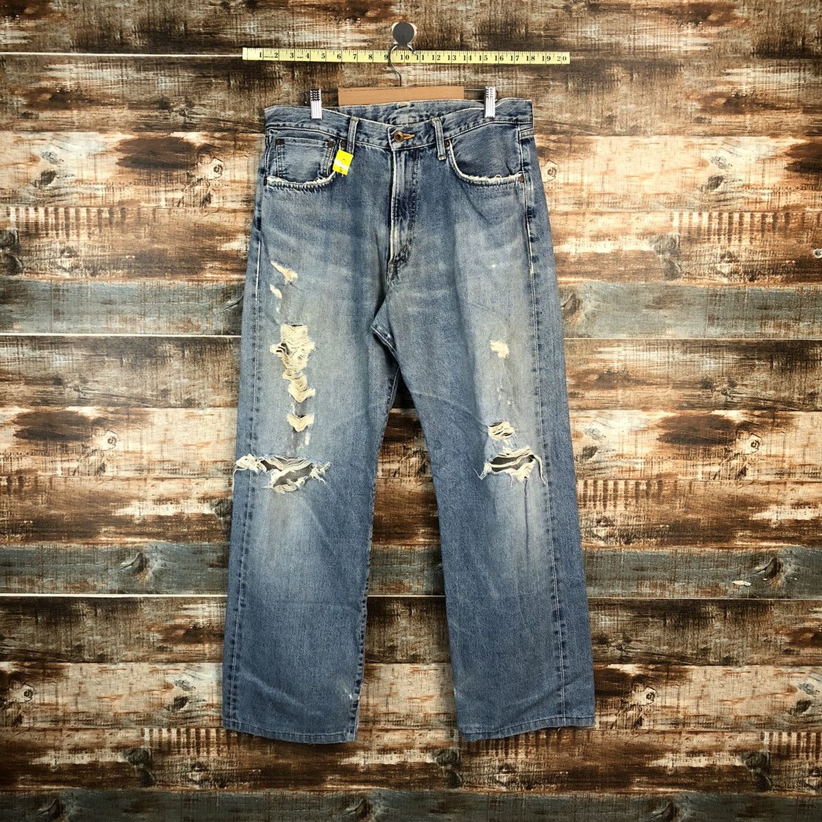 Edwin DLL Edwin Blue selvedge Distressed ripped Denim Pants #C250 Size US 34 / EU 50 - 1 Thumbnail