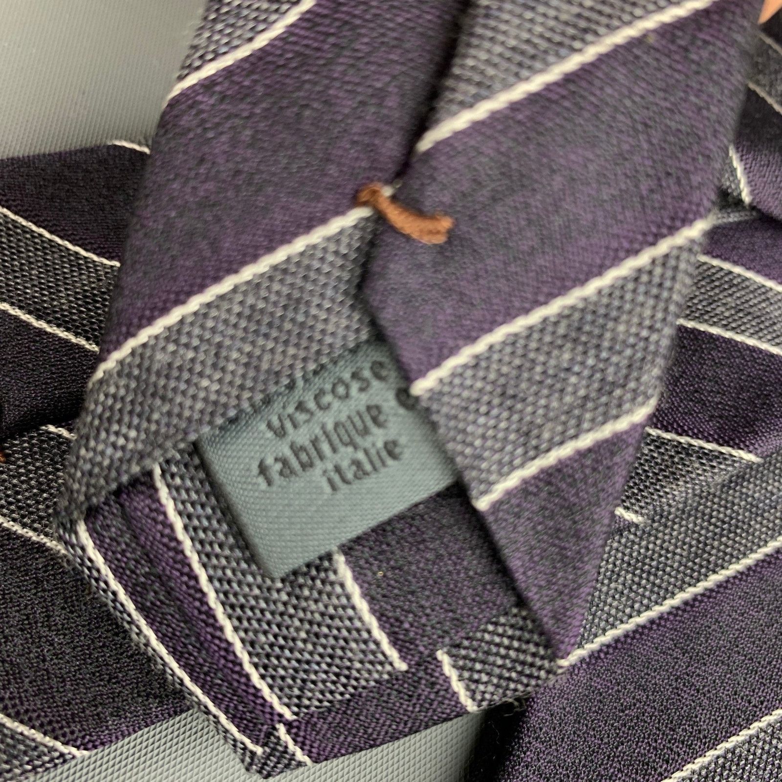 John Varvatos JOHN VARVATOS Purple Silver Silk Tie Size ONE SIZE - 6 Thumbnail