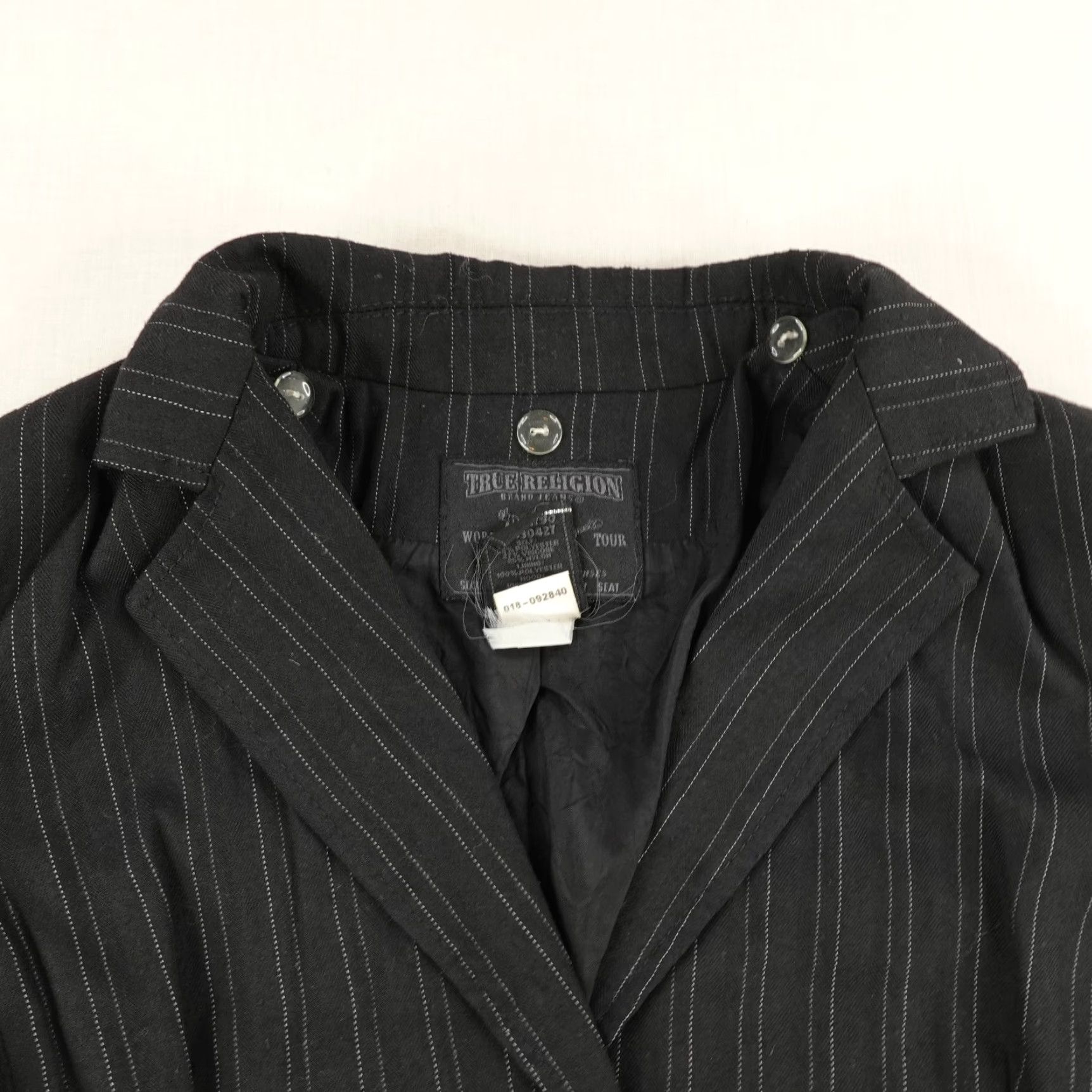 True Religion True Religion Blazer Women’s Large Black Pinstriped 2-Button Y2K Sport Coat Size L / US 10 / IT 46 - 2 Thumbnail