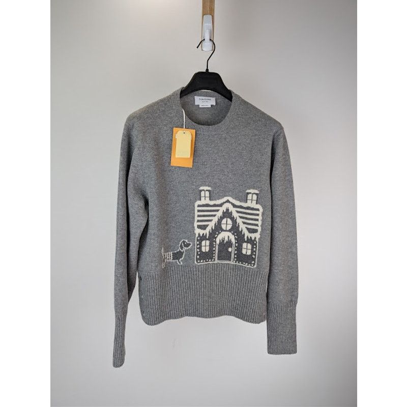 Thom Browne o1rshd1 Holiday Scenery Wool Crew Neck Sweater in Light Grey Size US XXL / EU 58 / 5 - 1 Thumbnail