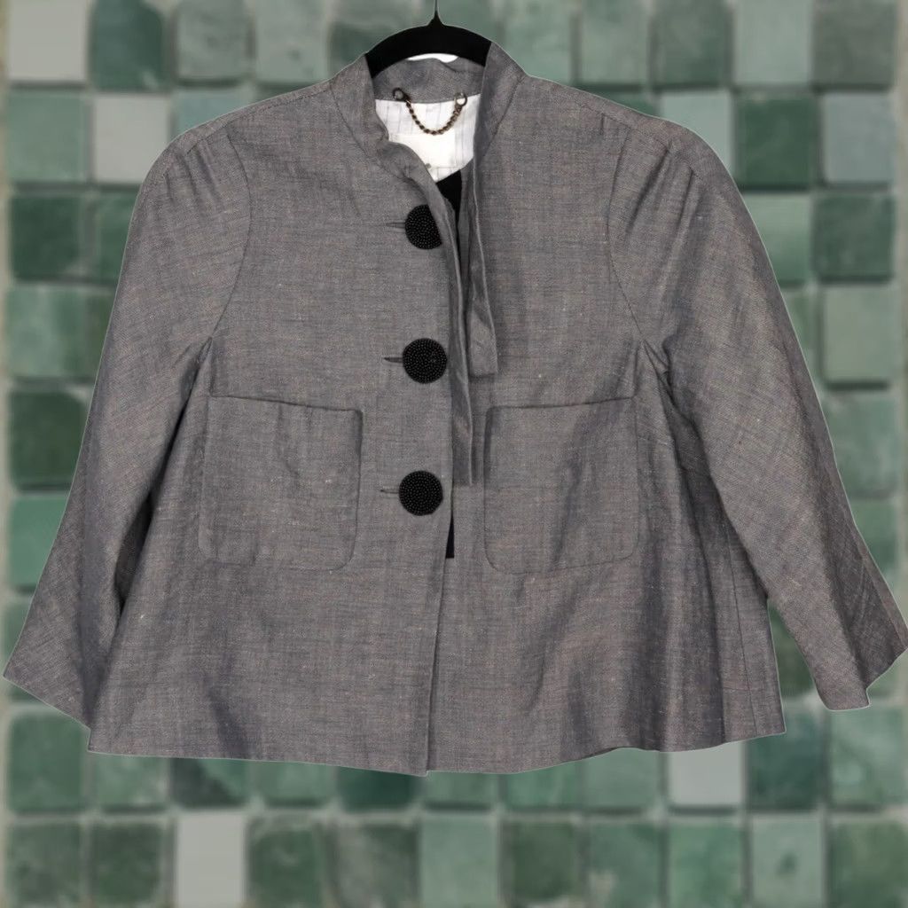 3.1 Phillip Lim 3.1 Phillip Lim Blazer Womens Size 0 Gray Wool Linen Tweed Cropped Office Oversized Button Pockets Jacket Short Solid Pattern Women's Size XS / US 0-2 / IT 36-38 - 1 Thumbnail