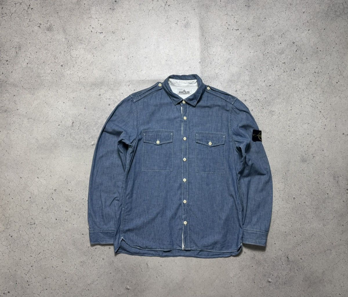 Stone Island Stone Island Luxury Button Up Shirt Patch Size XL Size US XL / EU 56 / 4 - 2 Thumbnail