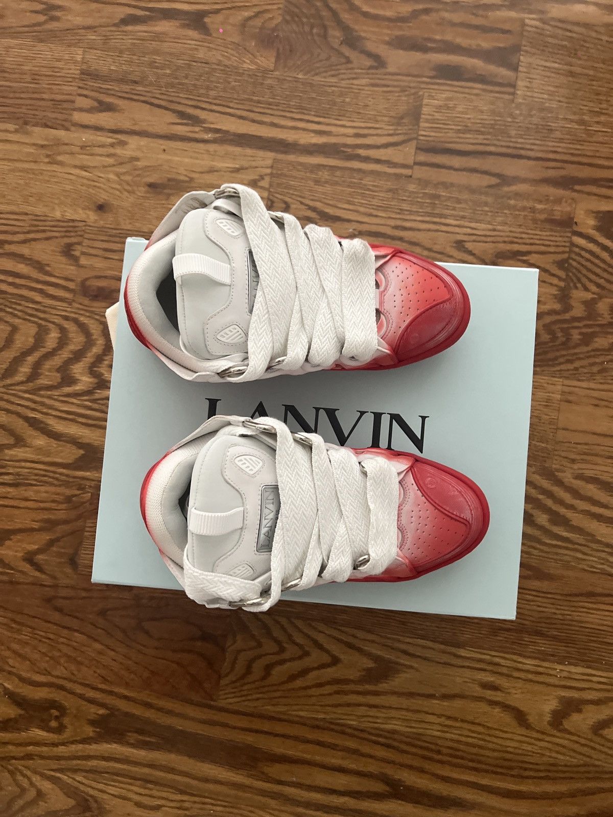 Lanvin Lanvin Curb Sneakers White/Red Size US 8.5 / EU 41-42 - 2 Thumbnail
