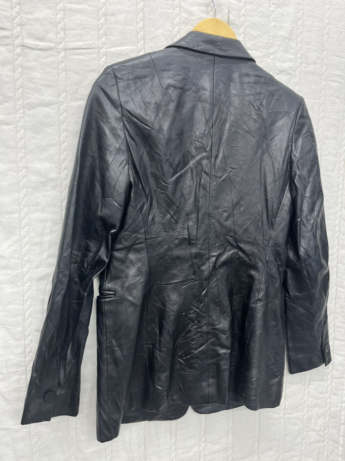 DKNY × Vintage ARCHIVE🔥DKNY LEATHER BLAZER JACKET Size S / US 4 / IT 40 - 5 Thumbnail