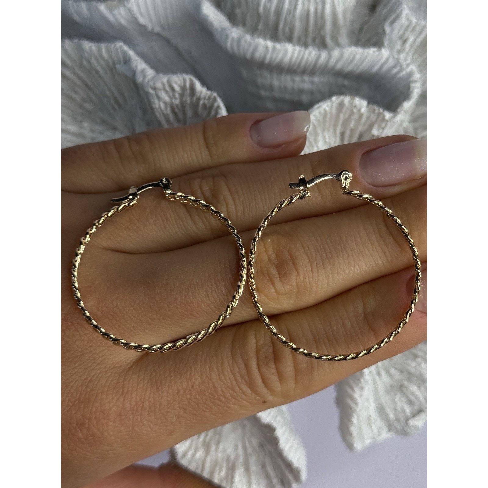 Jewelry ELEGANT HOOP GOLD PLATED EARRINGS LENGTH 1.50 INCH Size ONE SIZE - 3 Thumbnail
