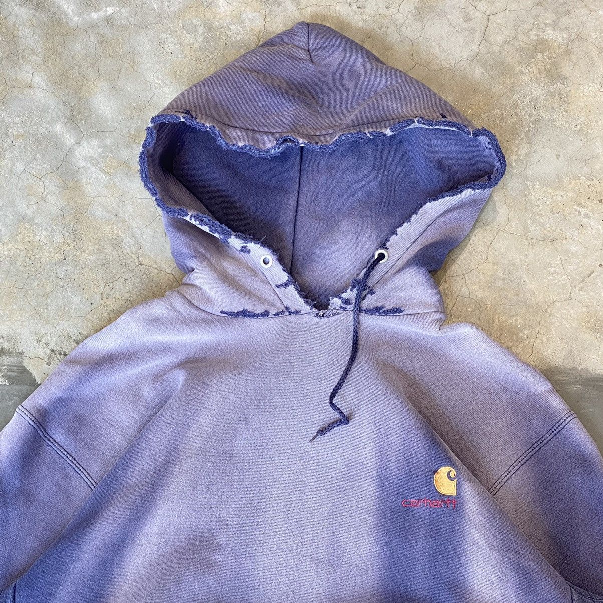 Carhartt × Vintage Vintage 80s Carhartt Thrashed Faded Hoodie Size US L / EU 52-54 / 3 - 3 Thumbnail