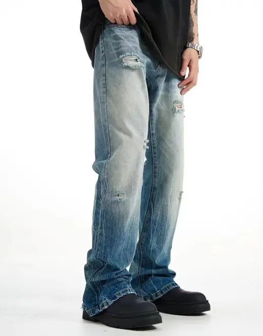 Japanese Brand Yuki American gradient men's retro light washed ripped jeans Size US 32 / EU 48 - 7 Thumbnail