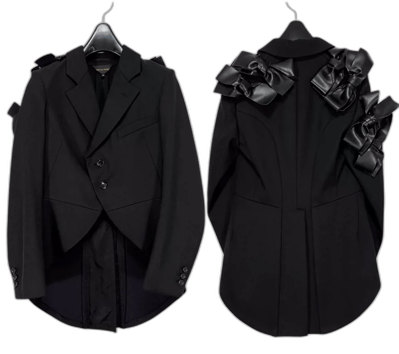 Comme des Garcons black leather bow detailed tailcoat jacket Size US M / EU 48-50 / 2 - 1 Thumbnail
