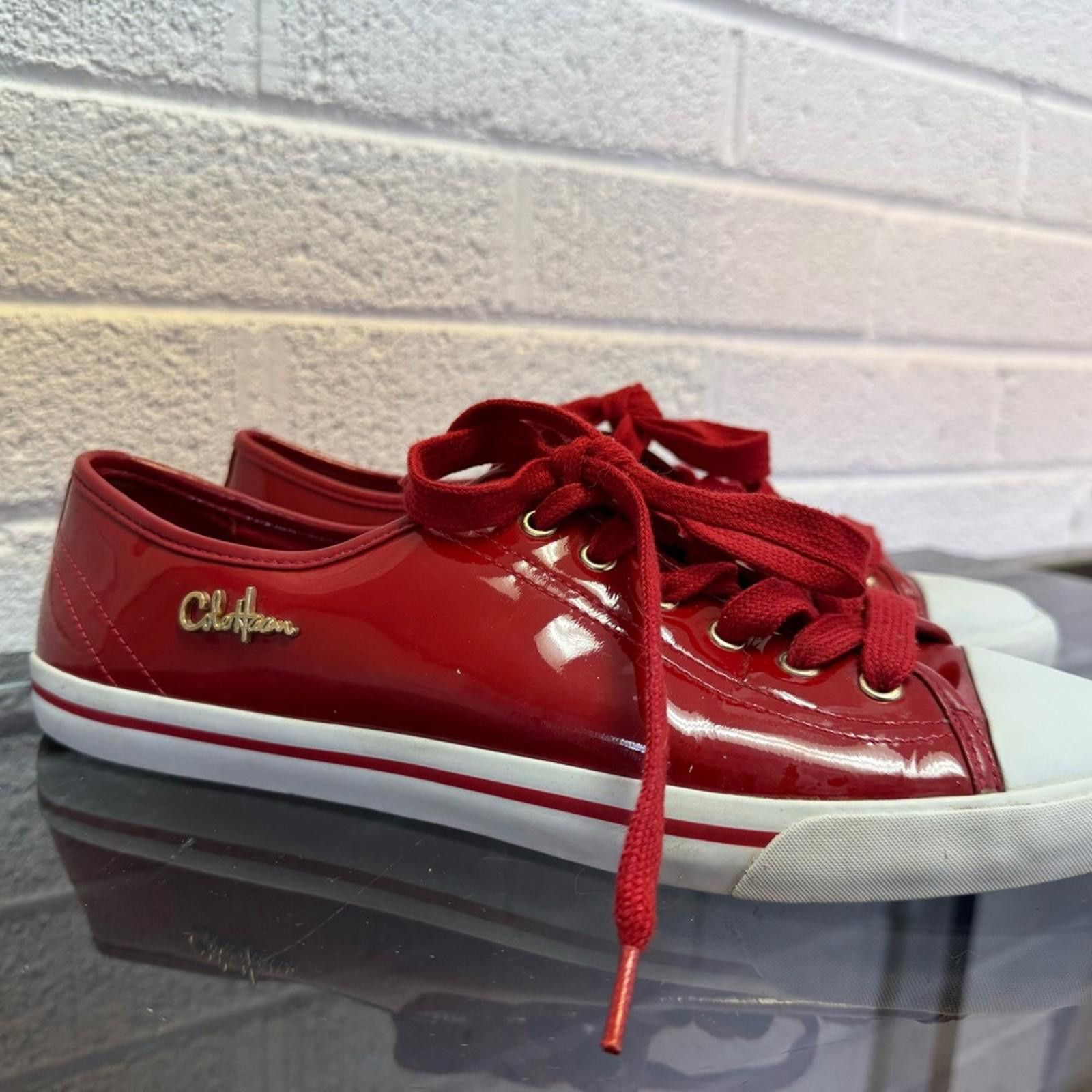 Cole Haan Cole Haan Red and White Sneakers Vibrant Canvas Design Size US 9 / IT 39 - 2 Thumbnail