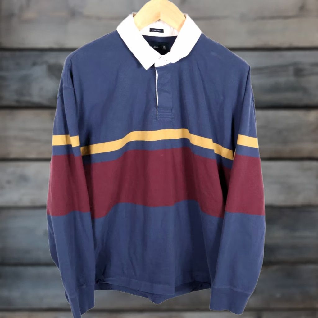 Abercrombie & Fitch Abercrombie & Fitch Polo Shirt Men's XL Blue Red Stripe Rugby Oversized Preppy Shirt Size US XL / EU 56 / 4 - 1 Thumbnail