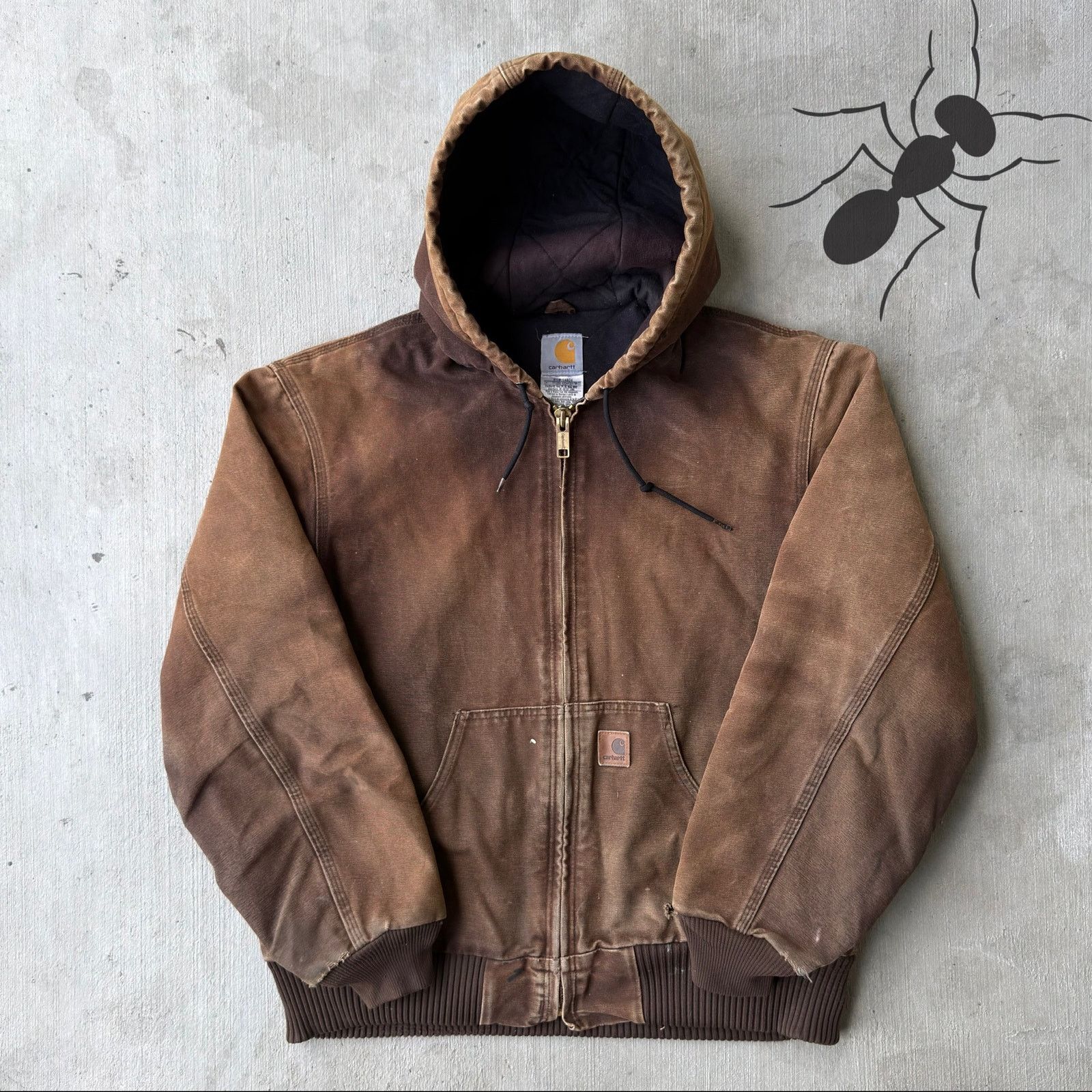 Carhartt × Vintage Carhartt J130 DKB faded brown hooded work wear jacket Size US M / EU 48-50 / 2 - 1 Thumbnail