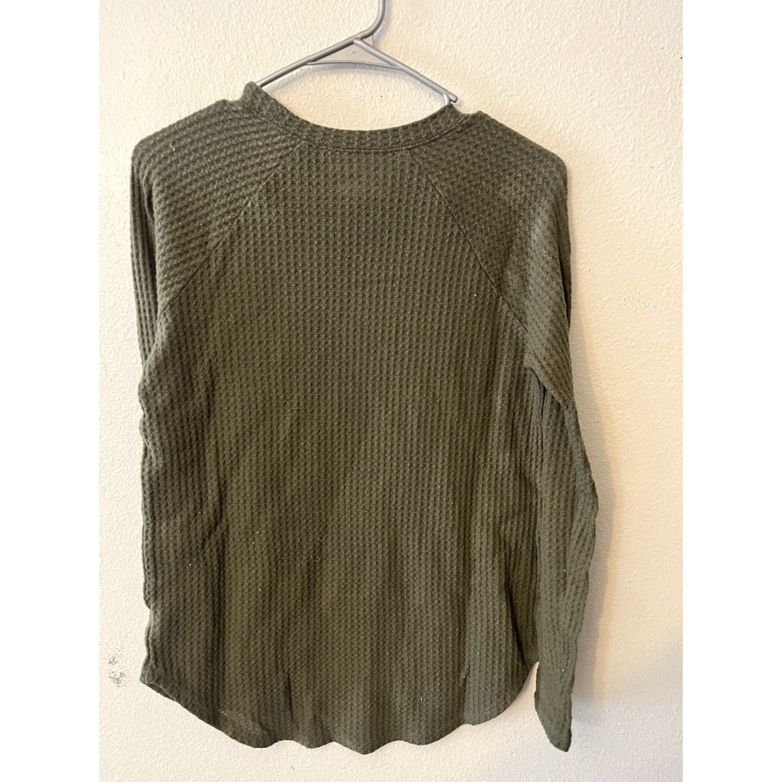 American Eagle Outfitters VINTAGE American Eagle Shirt Womens XS Green Waffle Knit Button-Up Long Sleeve Crew Neck Thermal Casual Womens XS Green Button-Up Knit Shirt Size XS / US 0-2 / IT 36-38 - 2 Thumbnail