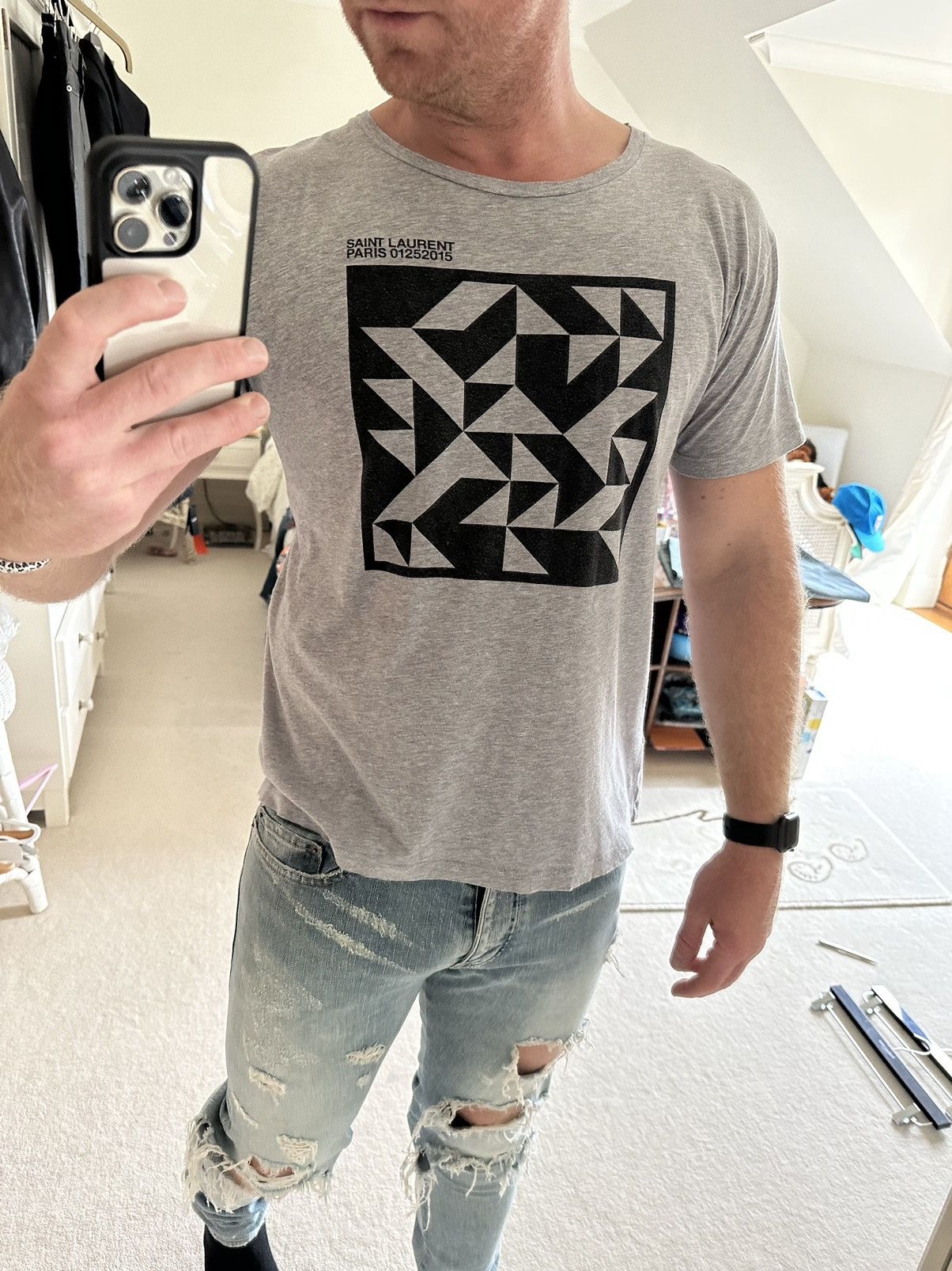 Saint Laurent Paris FW15 Saint Laurent runway show grey t shirt XL Hedi Slimane Size US XL / EU 56 / 4 - 2 Thumbnail