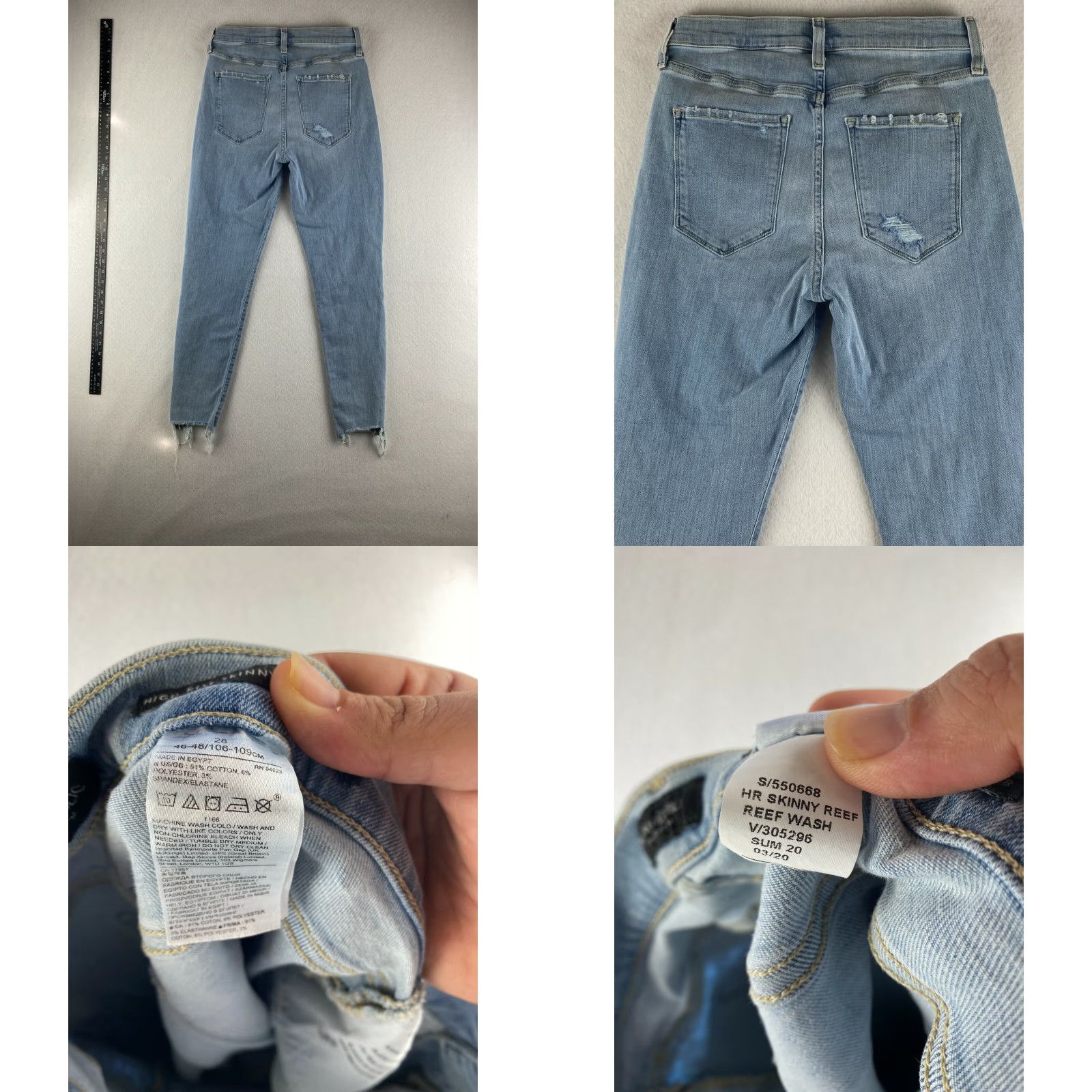 Banana Republic Banana Republic Jeans Womens High-Rise Skinny 28 Light Blue Distressed Denim Cotton Elastane Stretch 27 In Inseam 5-Pocket Size 28" / US 6 / IT 42 - 8 Thumbnail