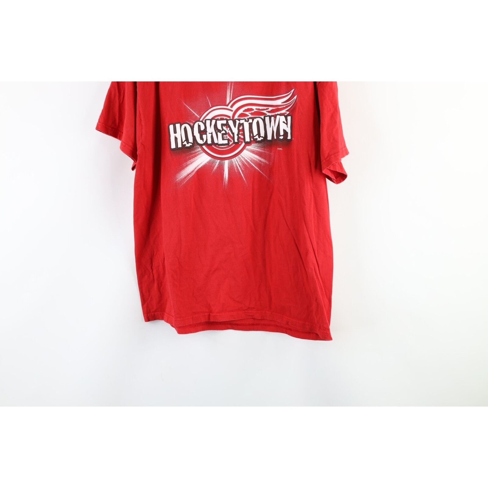 Vintage Vintage 90s Faded Spell Out Detroit Red Wings Hockey T-Shirt Size US M / EU 48-50 / 2 - 3 Thumbnail