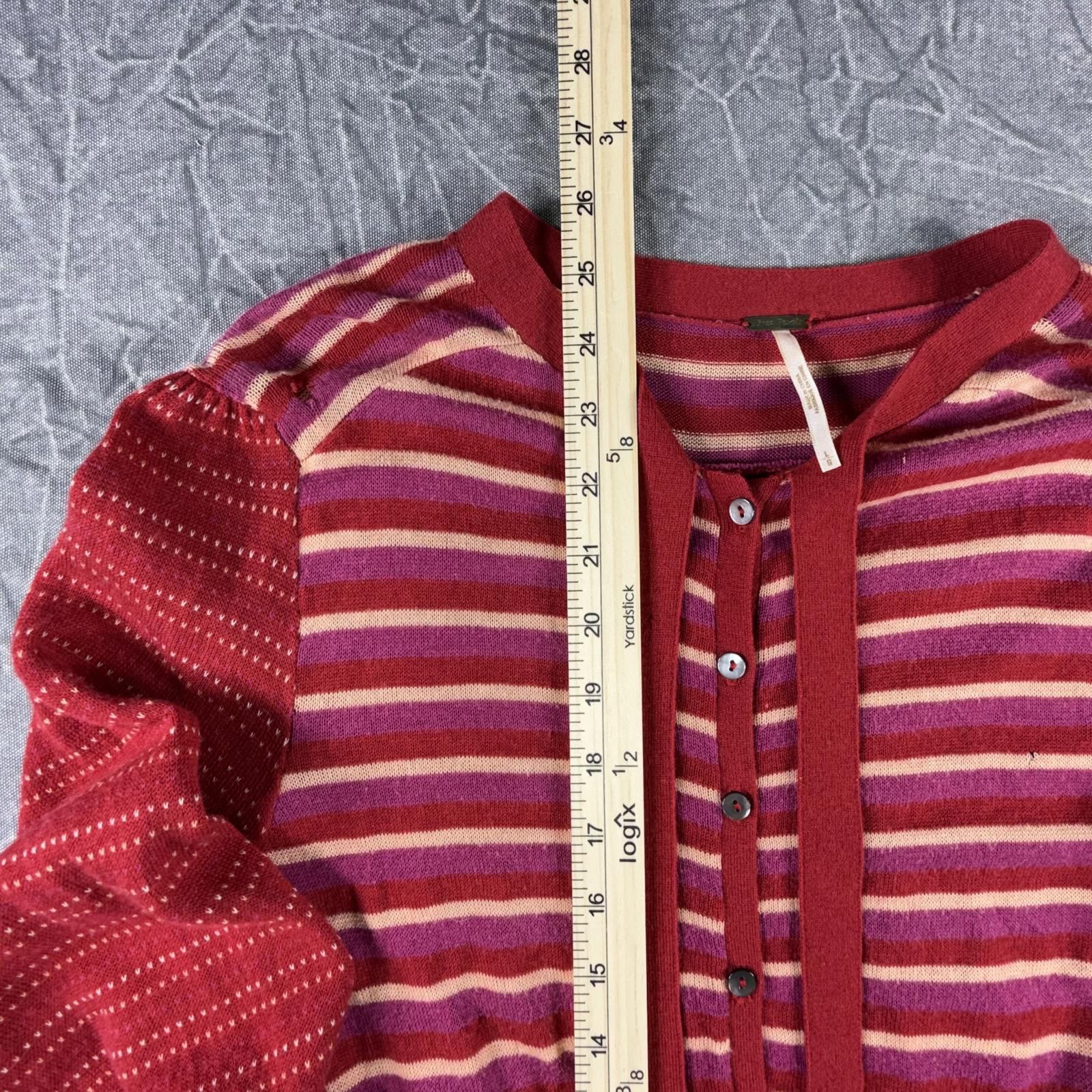 Free People Free People Cardigan Women's L Red Wool Open Neck Bow Size L / US 10 / IT 46 - 4 Thumbnail