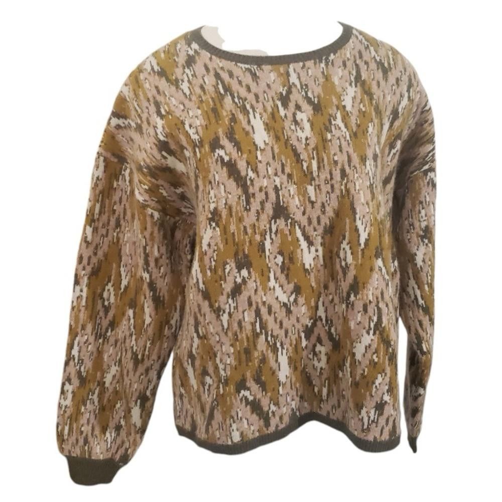 Designer CT1993 Garnet Hill Brown, Cream and Olive Green Sweater S Size S / US 4 / IT 40 - 1 Thumbnail