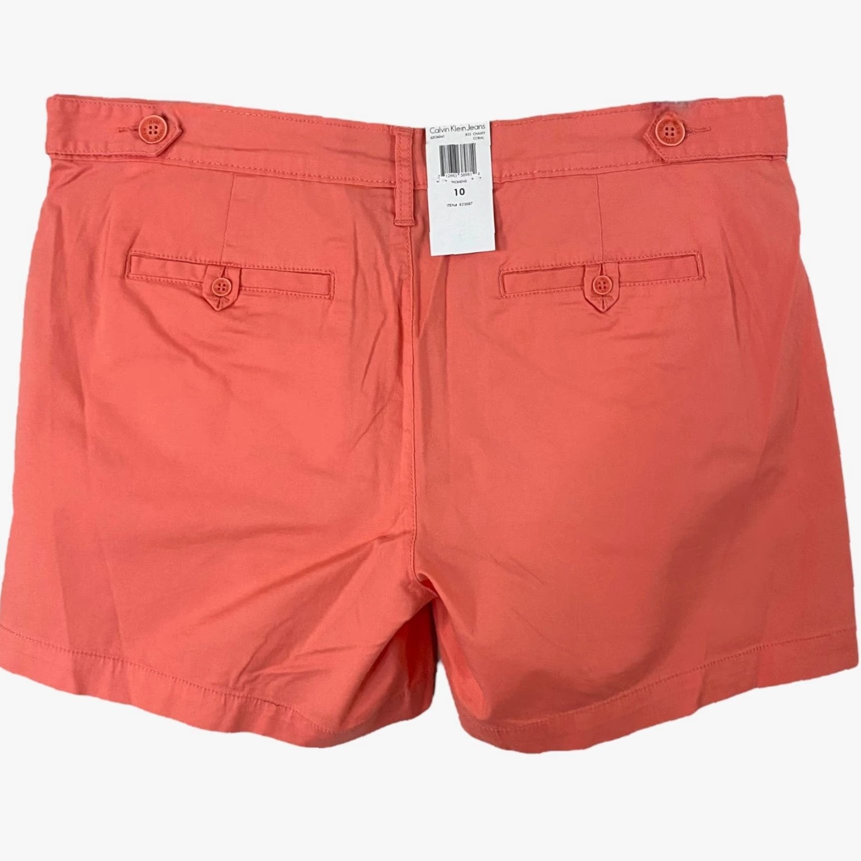 Vintage Calvin Klein Jeans Stretch Chino 4-Pocket Shorts Orange Women's 10 Casual New Size 32" / US 10 / IT 46 - 4 Thumbnail