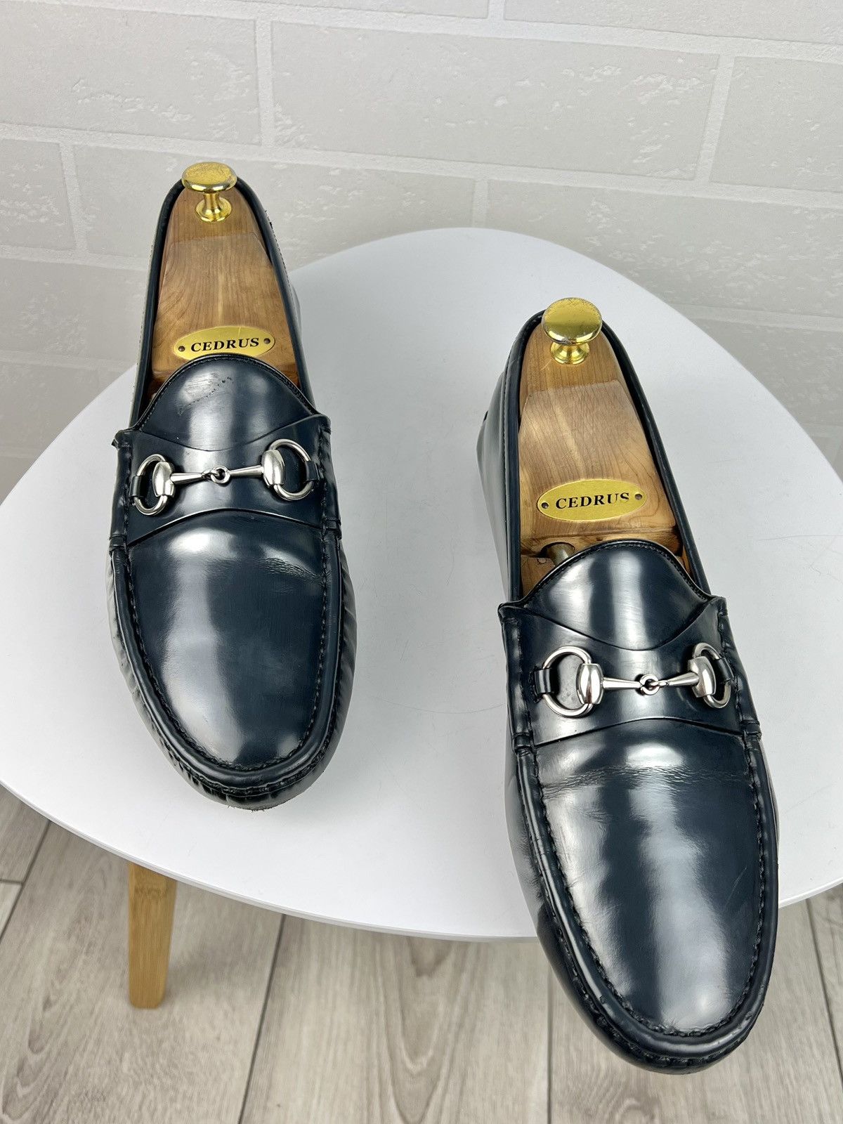 Gucci GUCCI Loafers Leather Drivers Shoes HORSEBIT Buckle GG Navy Size US 8.5 / EU 41-42 - 3 Thumbnail