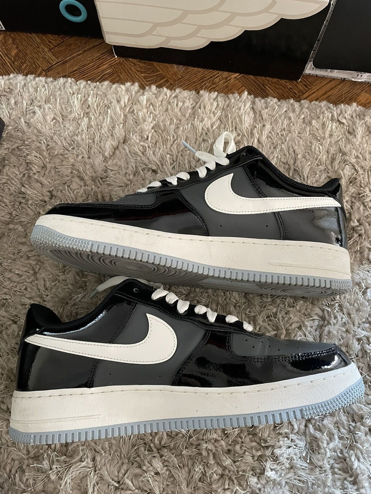 Nike Nike Air Force 1 Low Black Iron Grey Patent Size US 11 / EU 44 - 3 Thumbnail