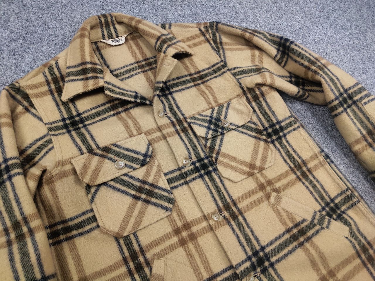 Vintage 60's Woolrich USA Plaid Wool Coat Pocket Jacket