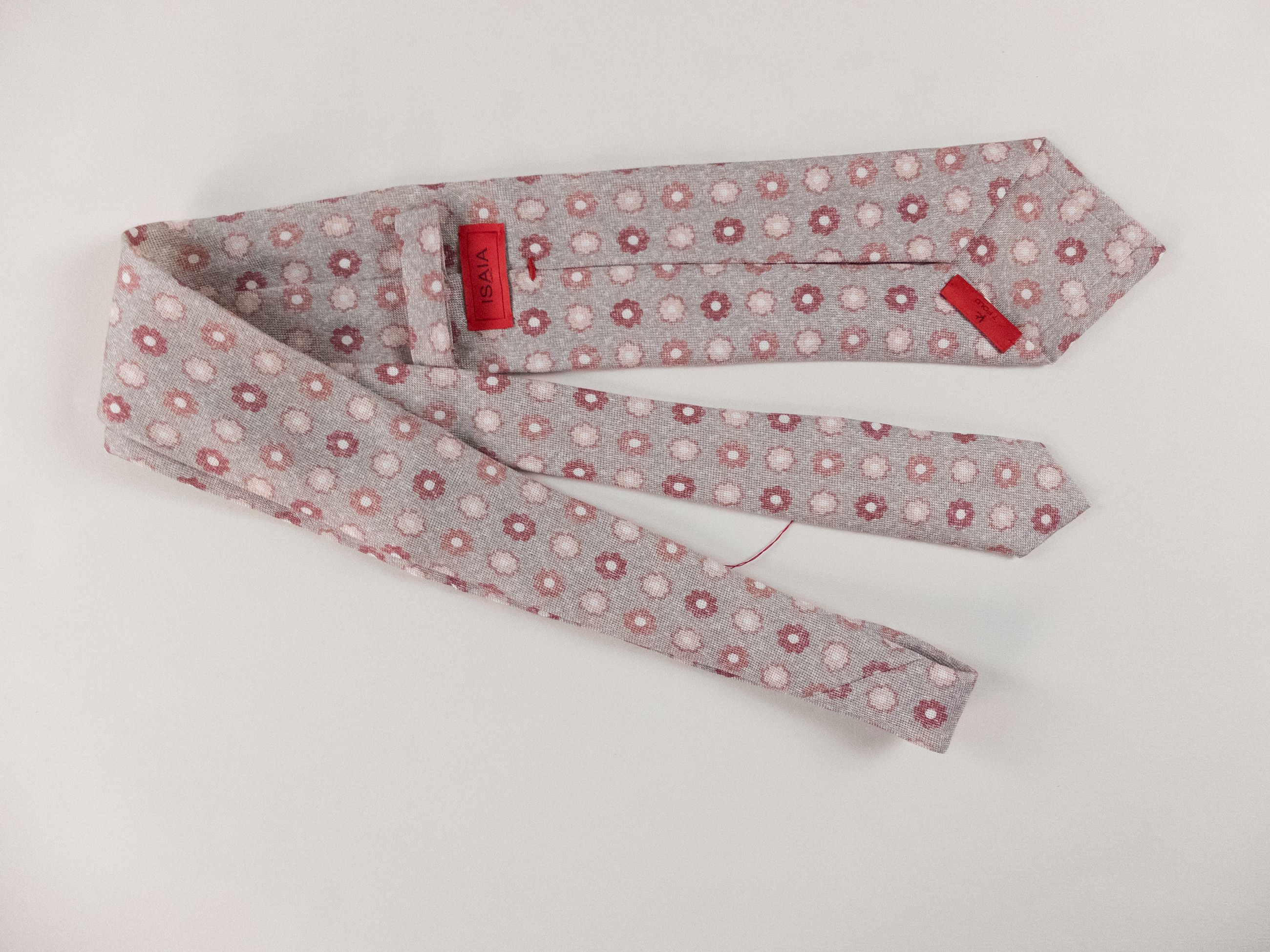 Isaia ISAIA Napoli hand made gray pink floral linen silk blend tie Size ONE SIZE - 2 Thumbnail
