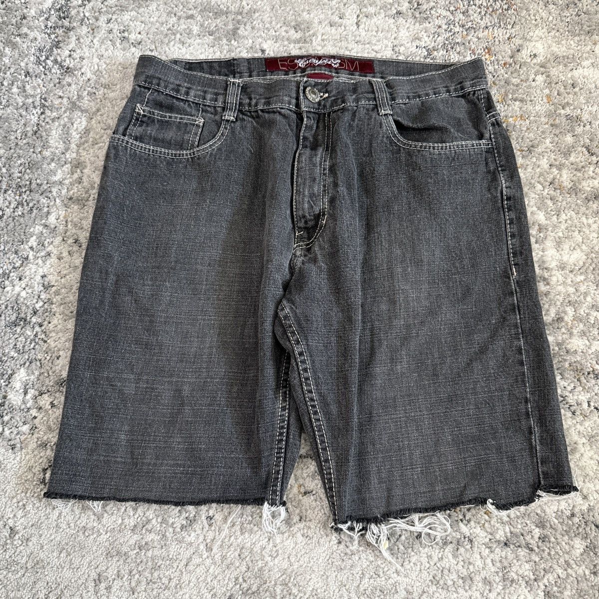 JNCO × Southpole × Vintage Vintage Y2K Baggy wide leg distressed faded black shorts Size US 36 / EU 52 - 2 Thumbnail