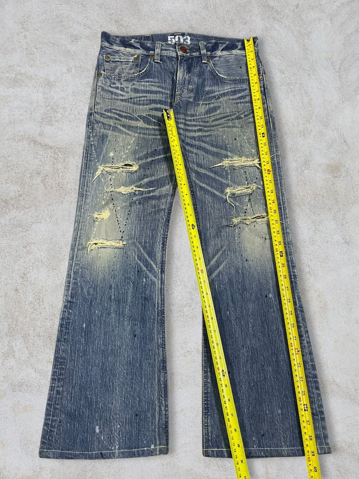 POST ARCHIVE FACTION (PAF) Vintage Edwin Paint Splatter Distressed Washed Flare Jeans Size US 32 / EU 48 - 16 Thumbnail