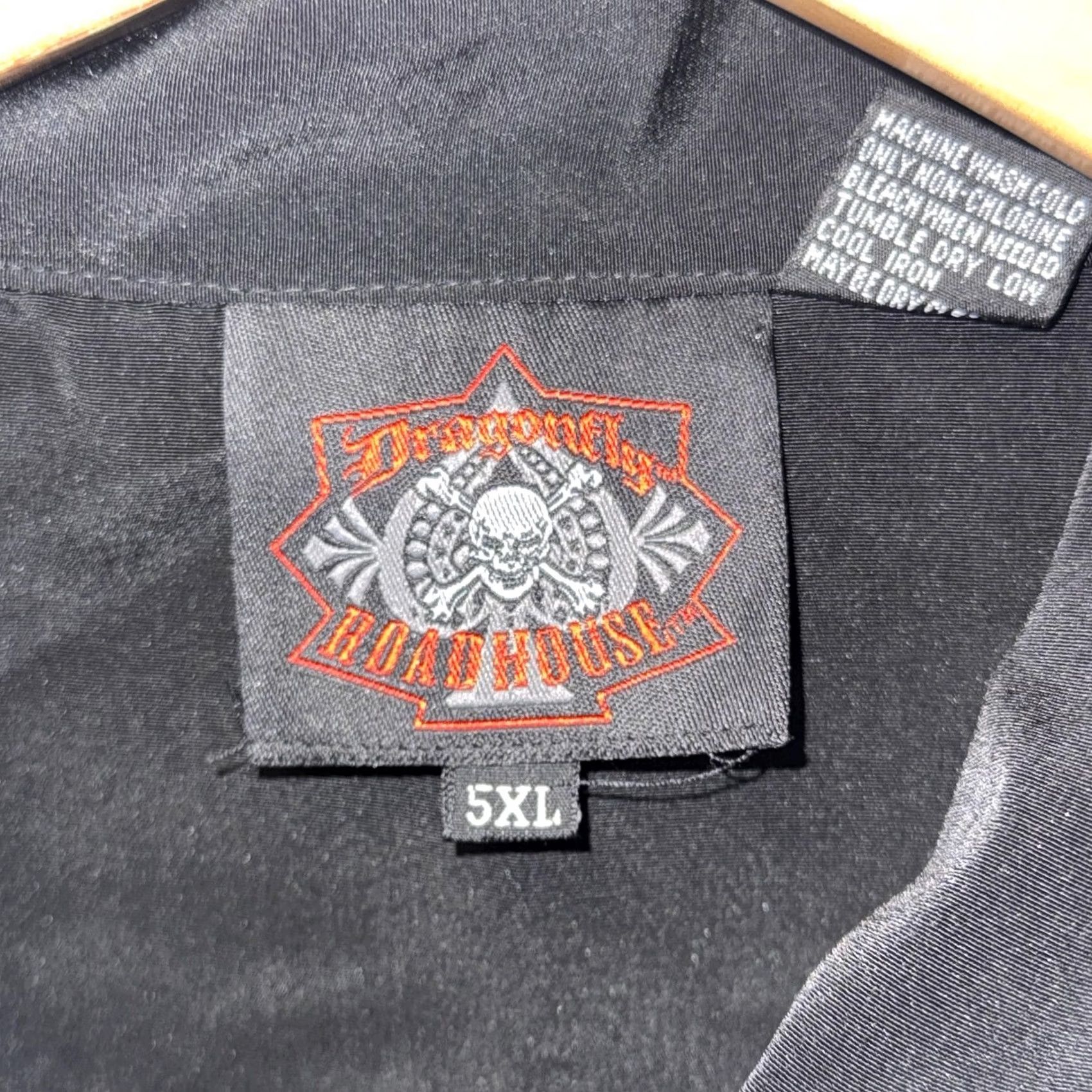 Vintage VINTAGE Dragonfly Roadhouse Shirt Mens 5XL Black Camp Button Up Eagle Motorcycle Biker Size US XXL / EU 58 / 5 - 6 Thumbnail