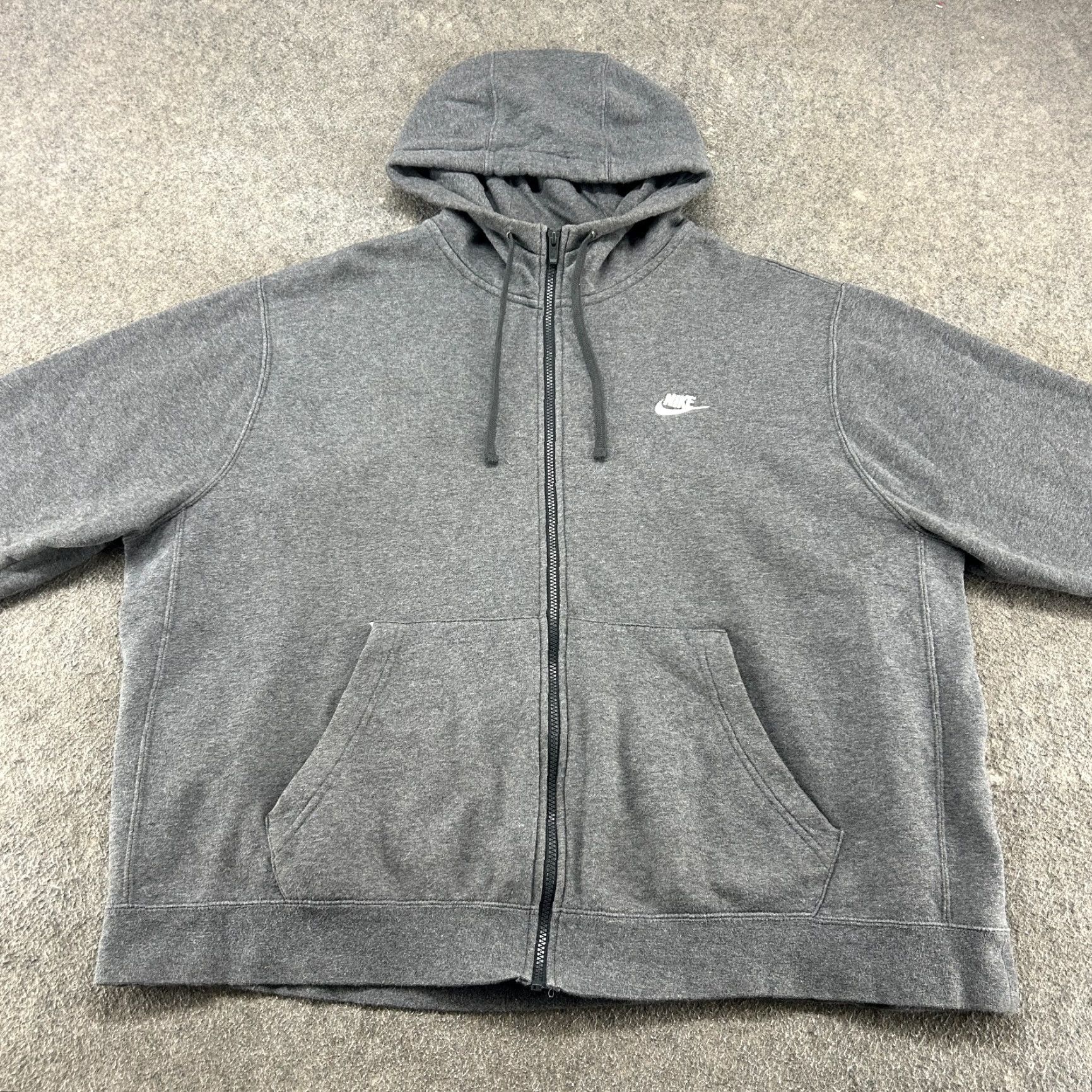 Nike Nike Hoodie Mens 2XL Grey Full Zip Sweatshirt Swoosh Club Fleece Cotton Polyester Heather Size US XXL / EU 58 / 5 - 4 Thumbnail