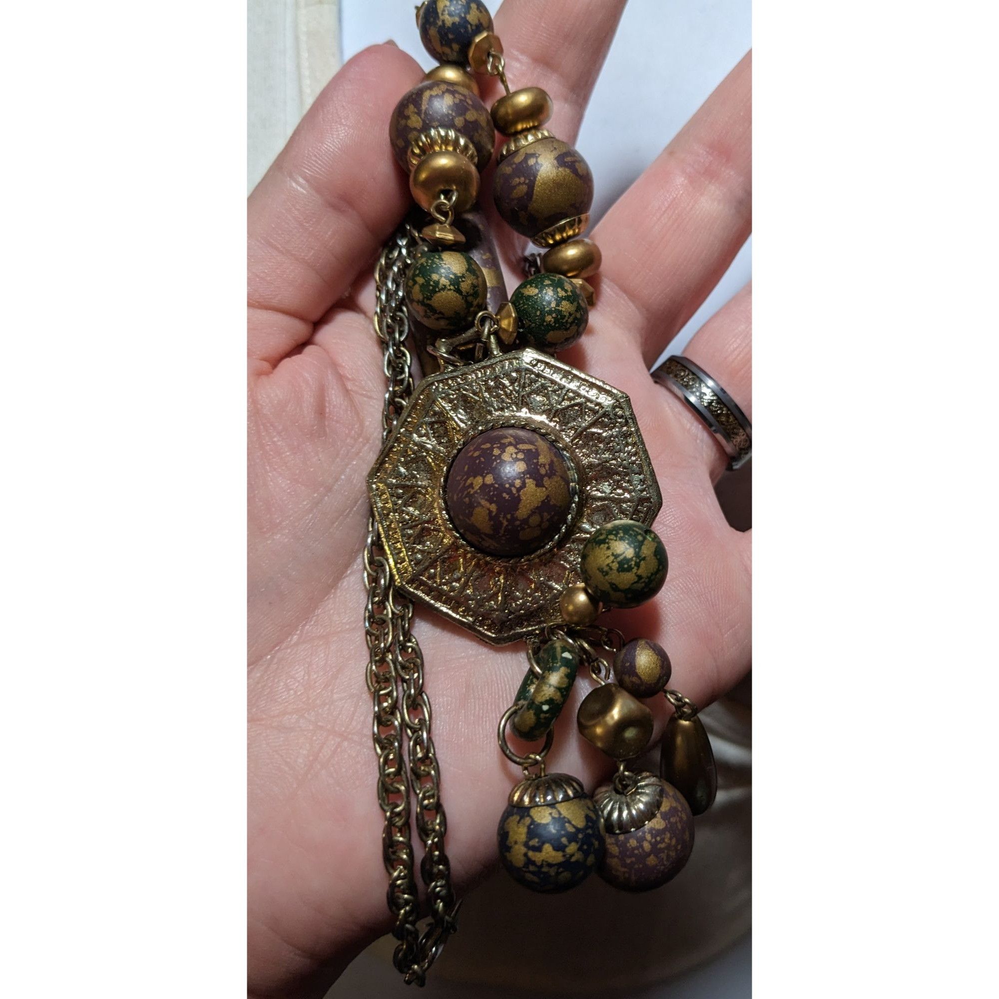 Other Vintage 80s Bohemian Metallic Beaded Tassel Necklace Size ONE SIZE - 5 Thumbnail