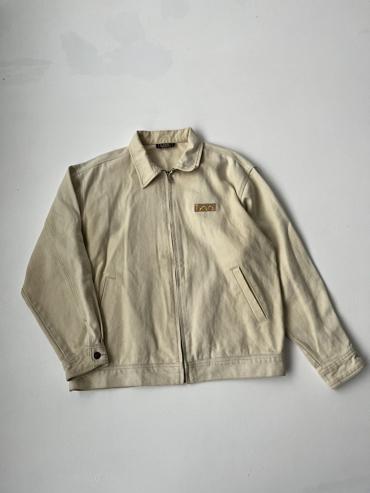 Lee Vintage 90s lee beige washed zip denim jacket trucker Y2K Size US L / EU 52-54 / 3 - 1 Thumbnail