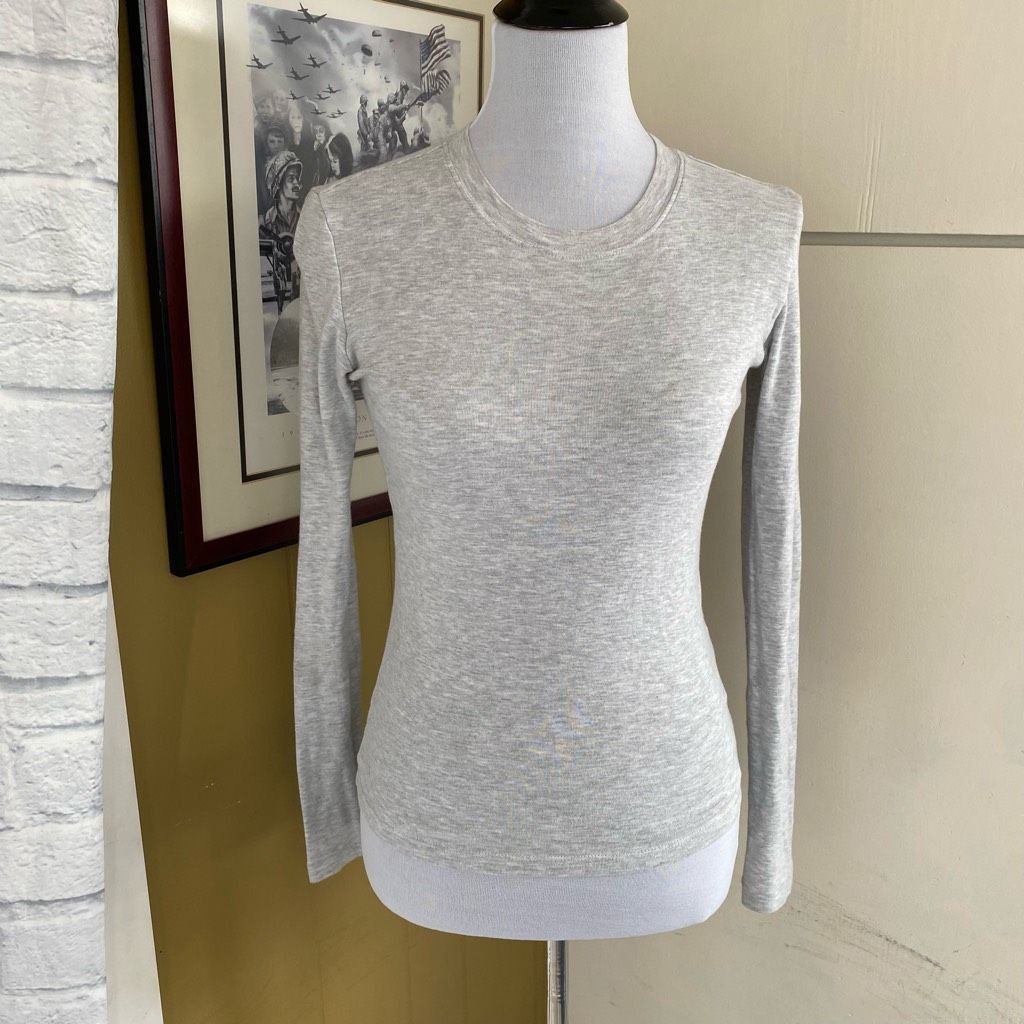 Topshop Topshop women 4-6 Crewneck Longsleeve fitted grey top Size S / US 4 / IT 40 - 1 Thumbnail