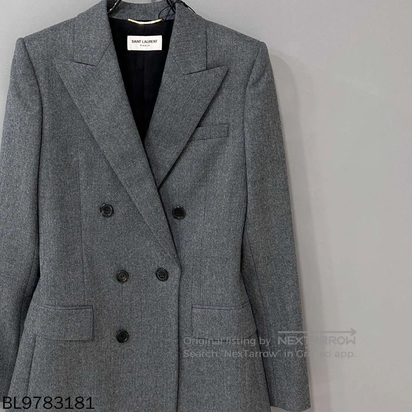 Saint Laurent Paris Saint Laurent Gray Double-Breasted Blazer. Size XS / US 0-2 / IT 36-38 - 2 Thumbnail
